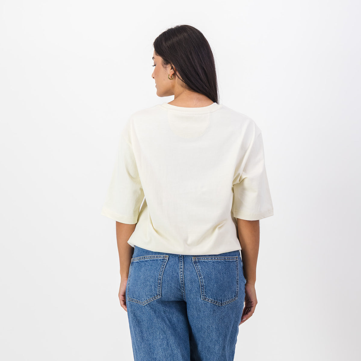 Old School Leisure Protea Woven Badge Relaxed T-Shirts Ivory