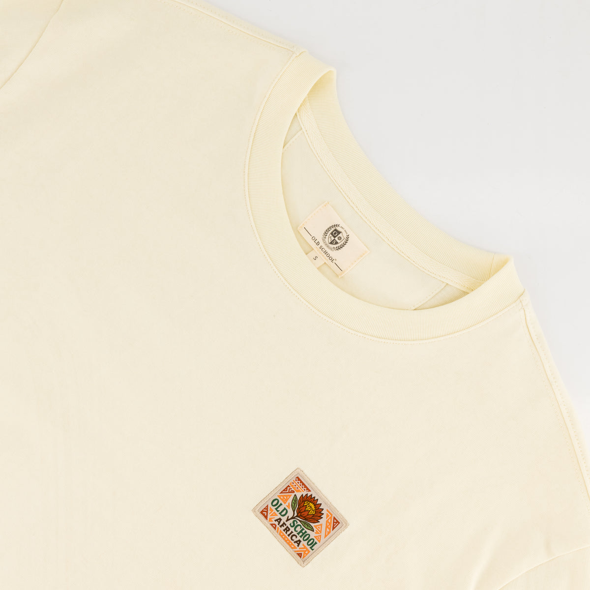 Old School Leisure Protea Woven Badge Relaxed T-Shirts Ivory