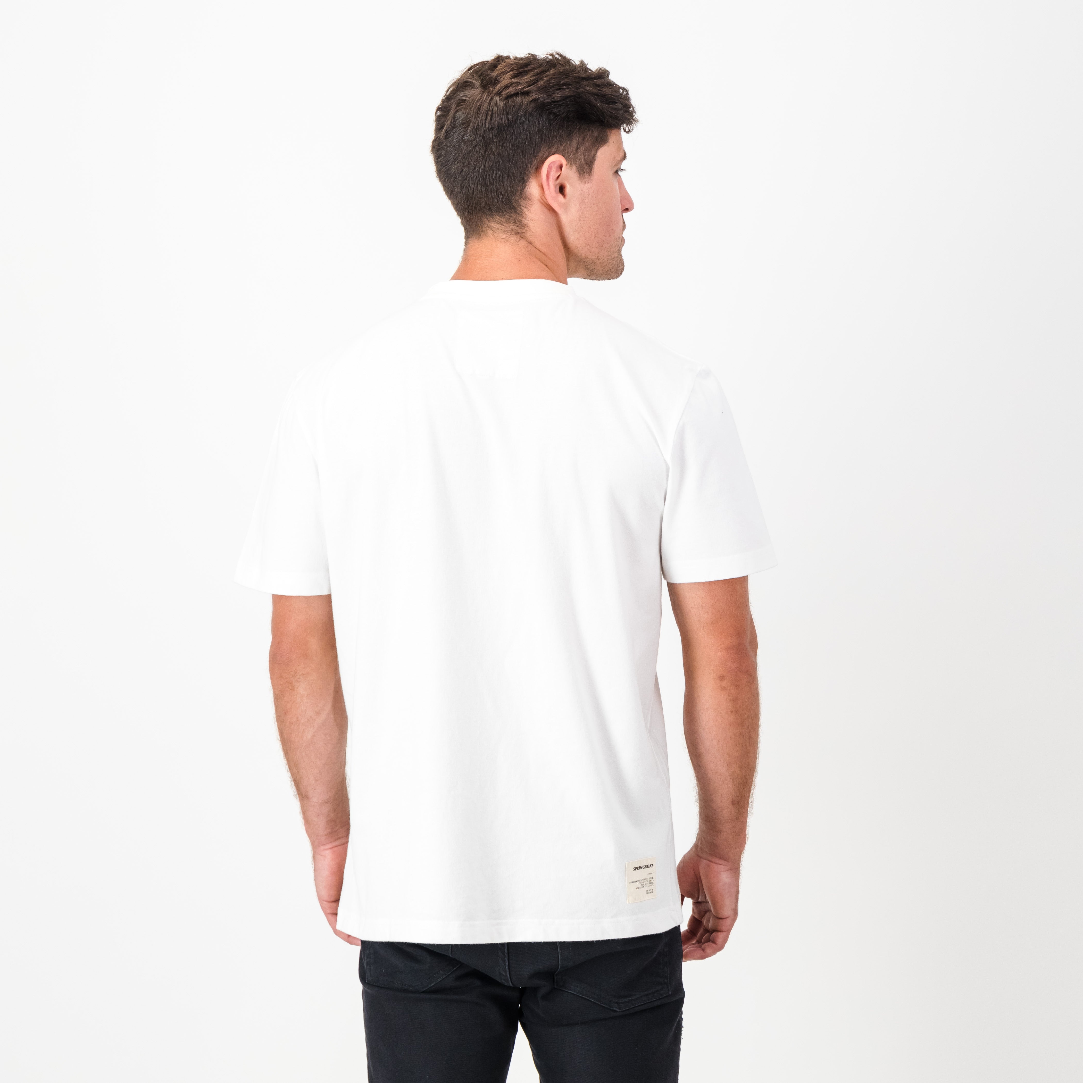 Stacked Springbok Crew Tee-White