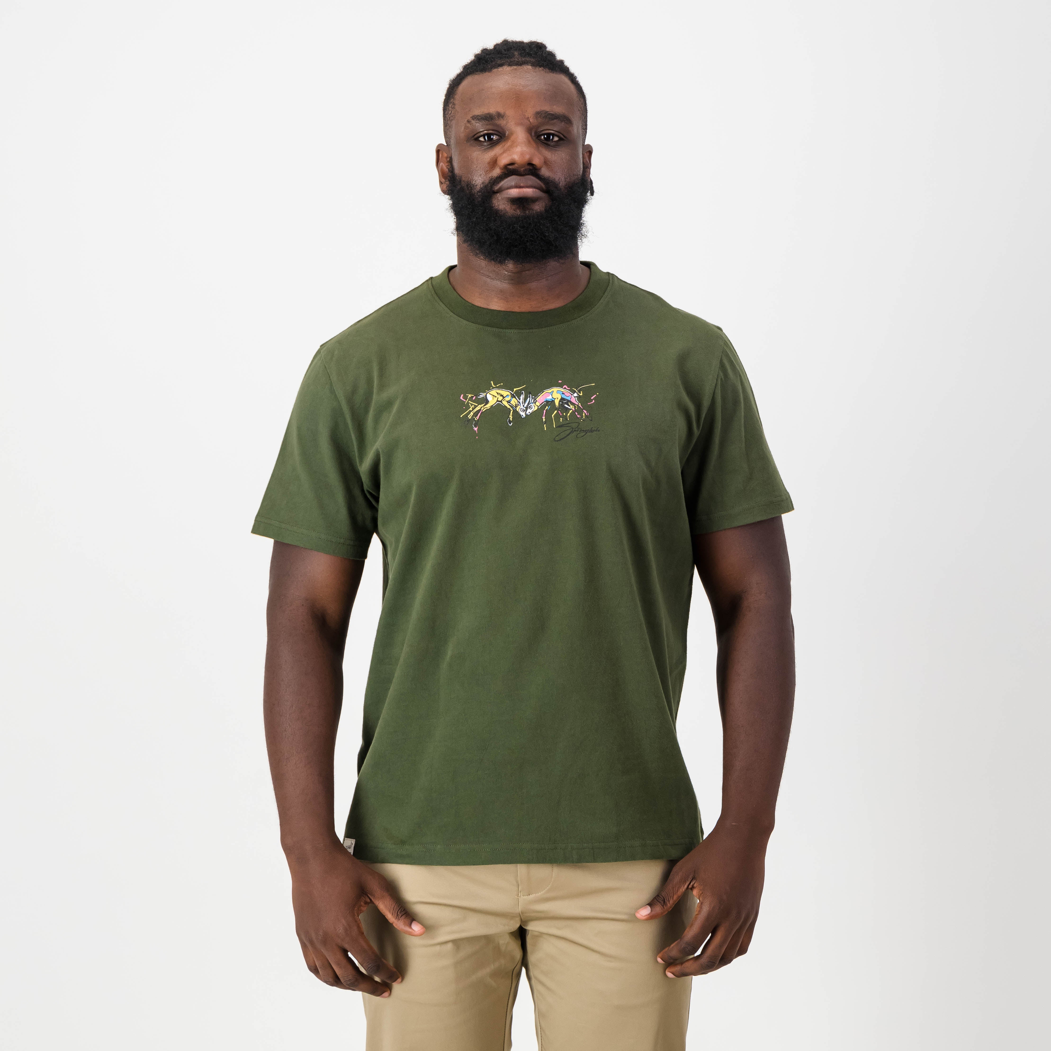 Graffiti Springboks Crew Tee - Military Olive