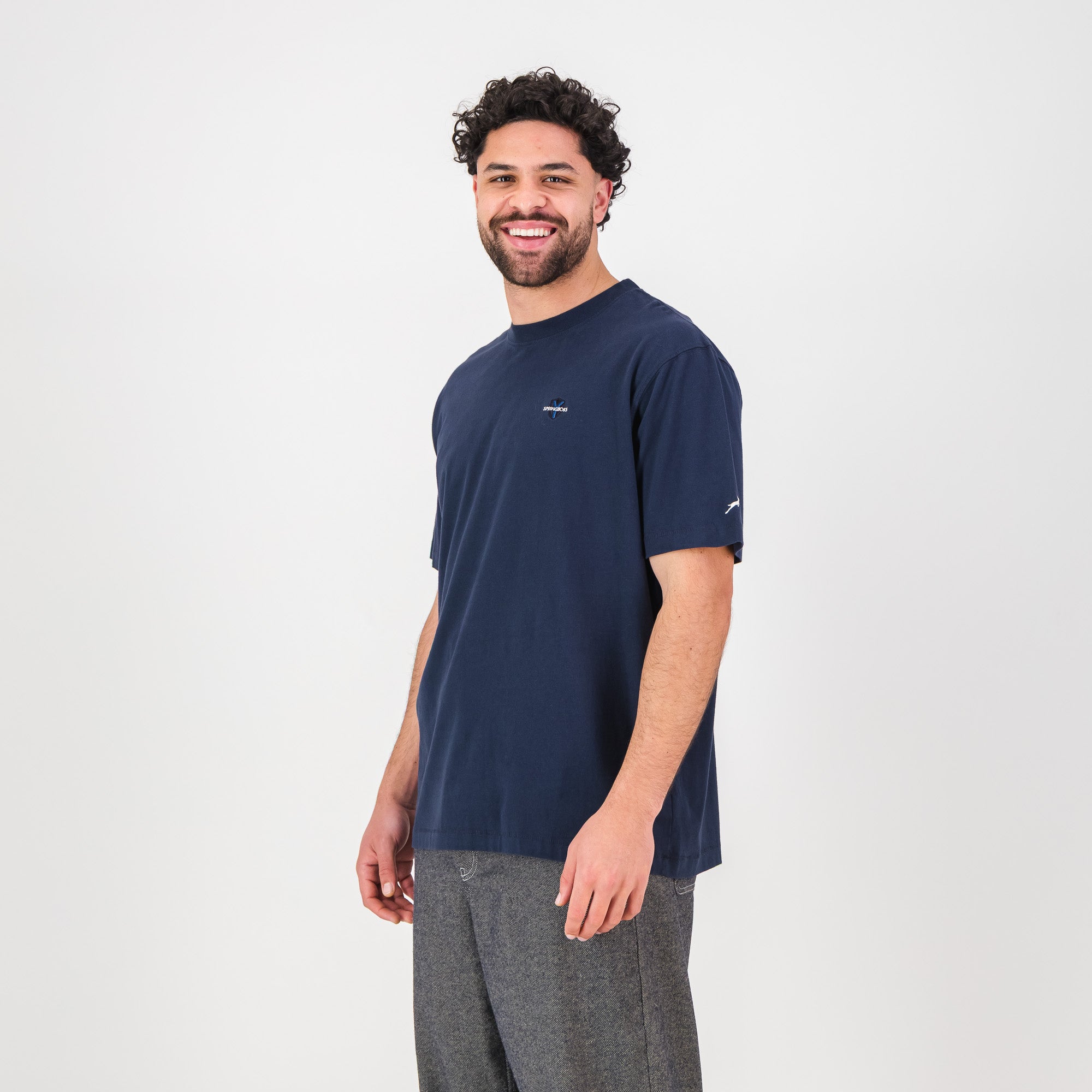 Springboks SML Shield Regular Crew Tee - Navy