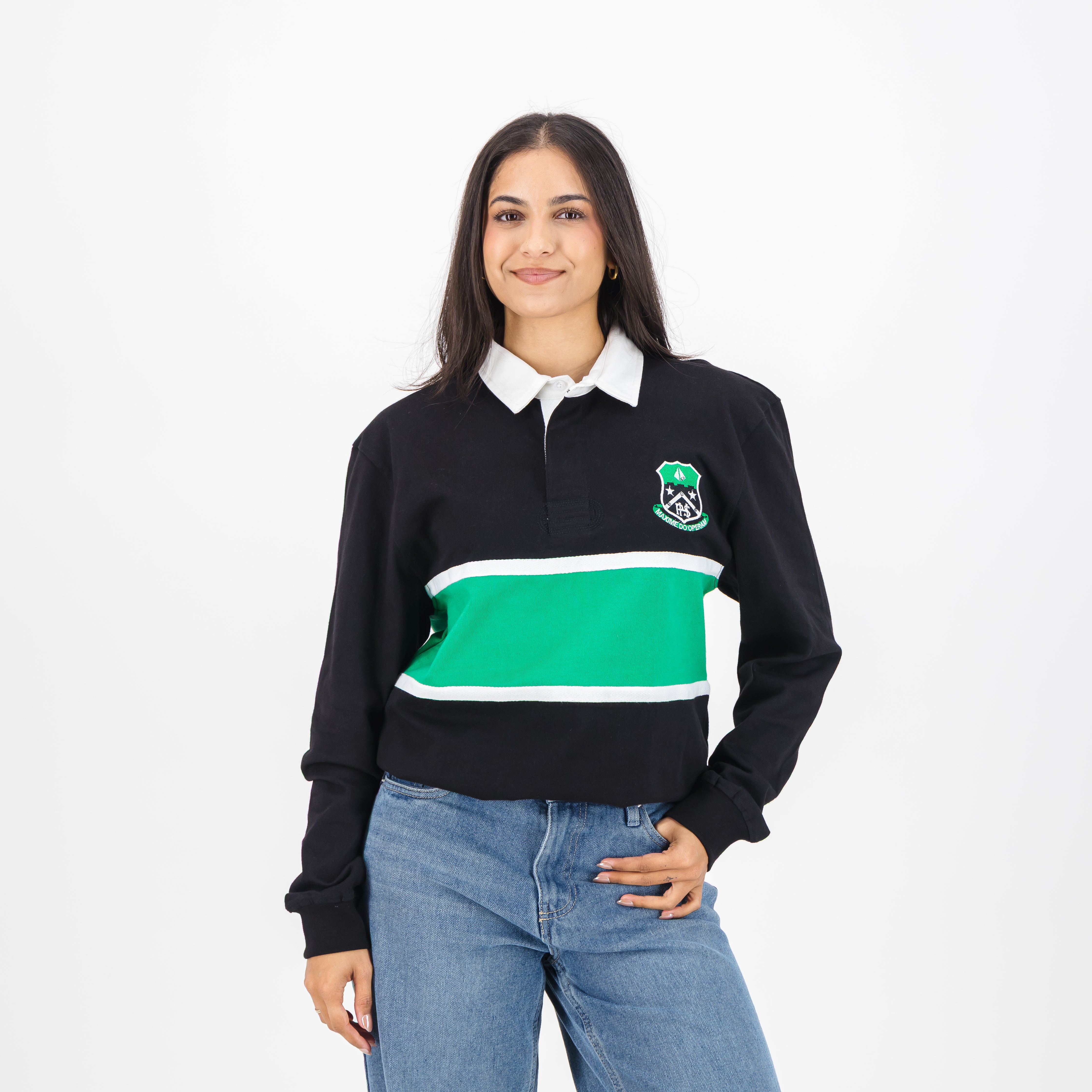 Pearson High School Tops LS Rugby Jersey Cut & Sew Em Black