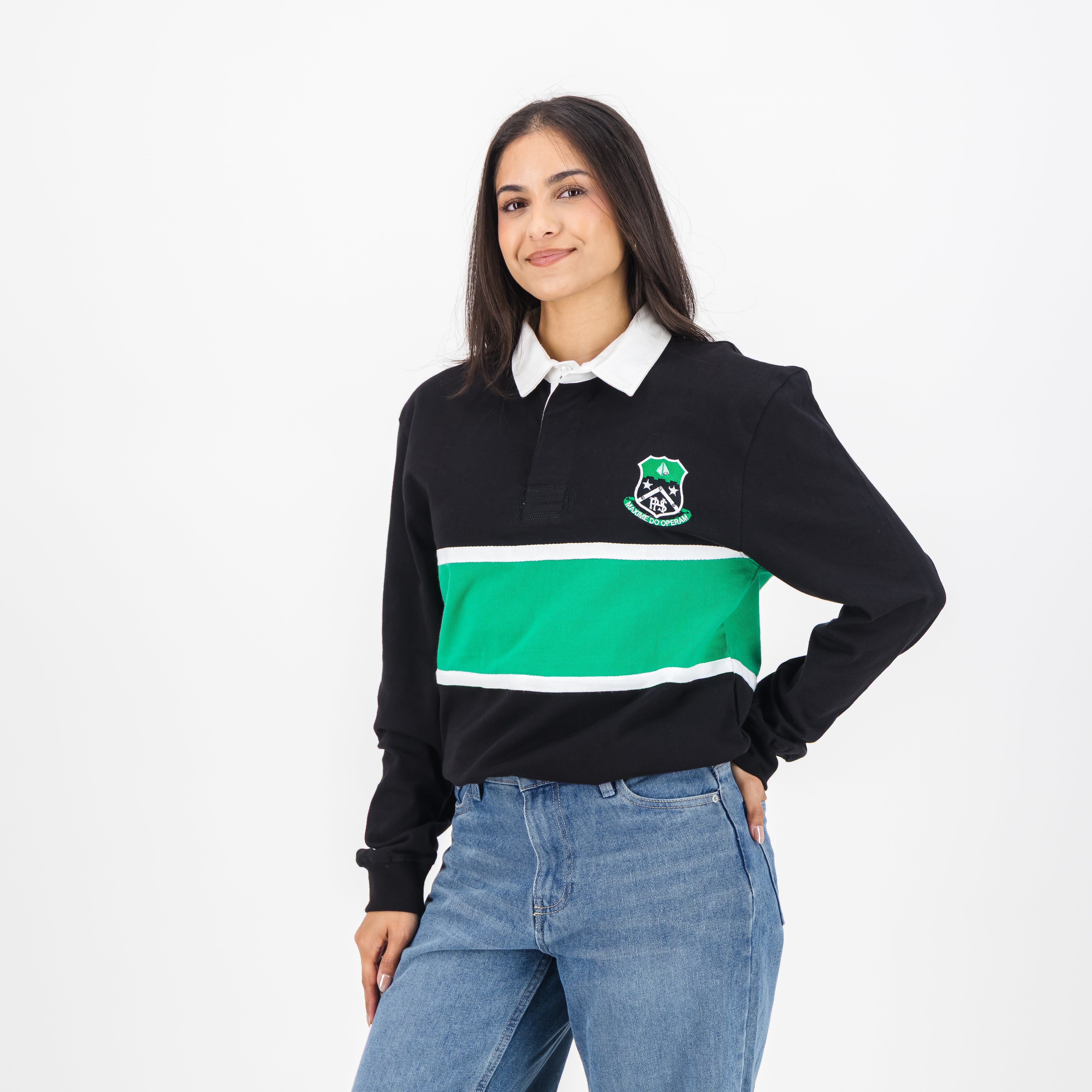 Pearson High School Tops LS Rugby Jersey Cut & Sew Em Black