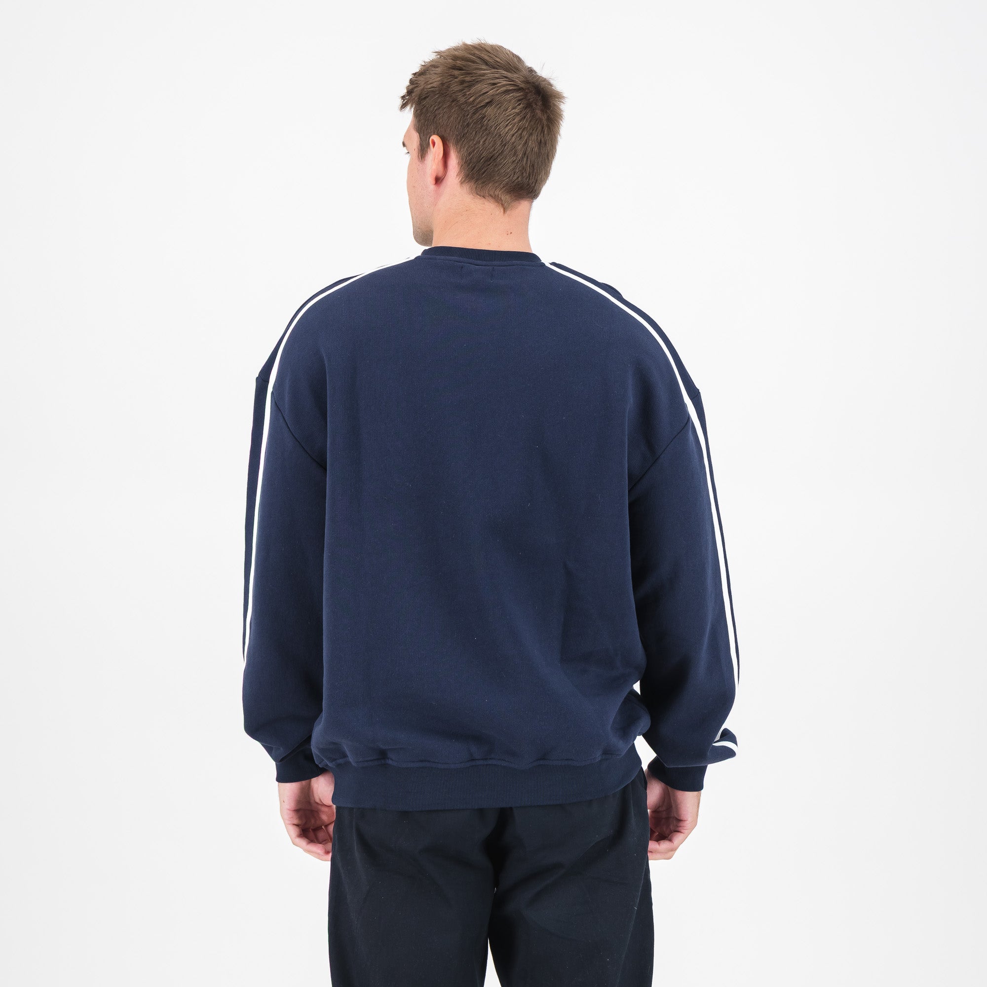 Real Madrid Piped Panel Crew Sweat-Navy