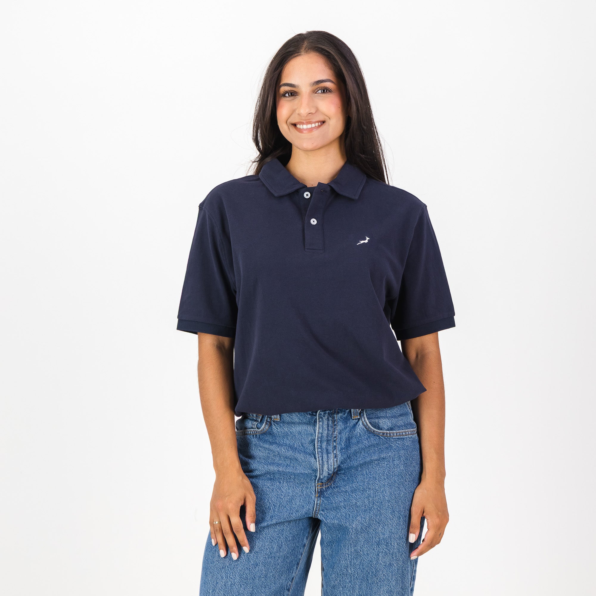 Springboks Contrast Embroidery Polo-Navy