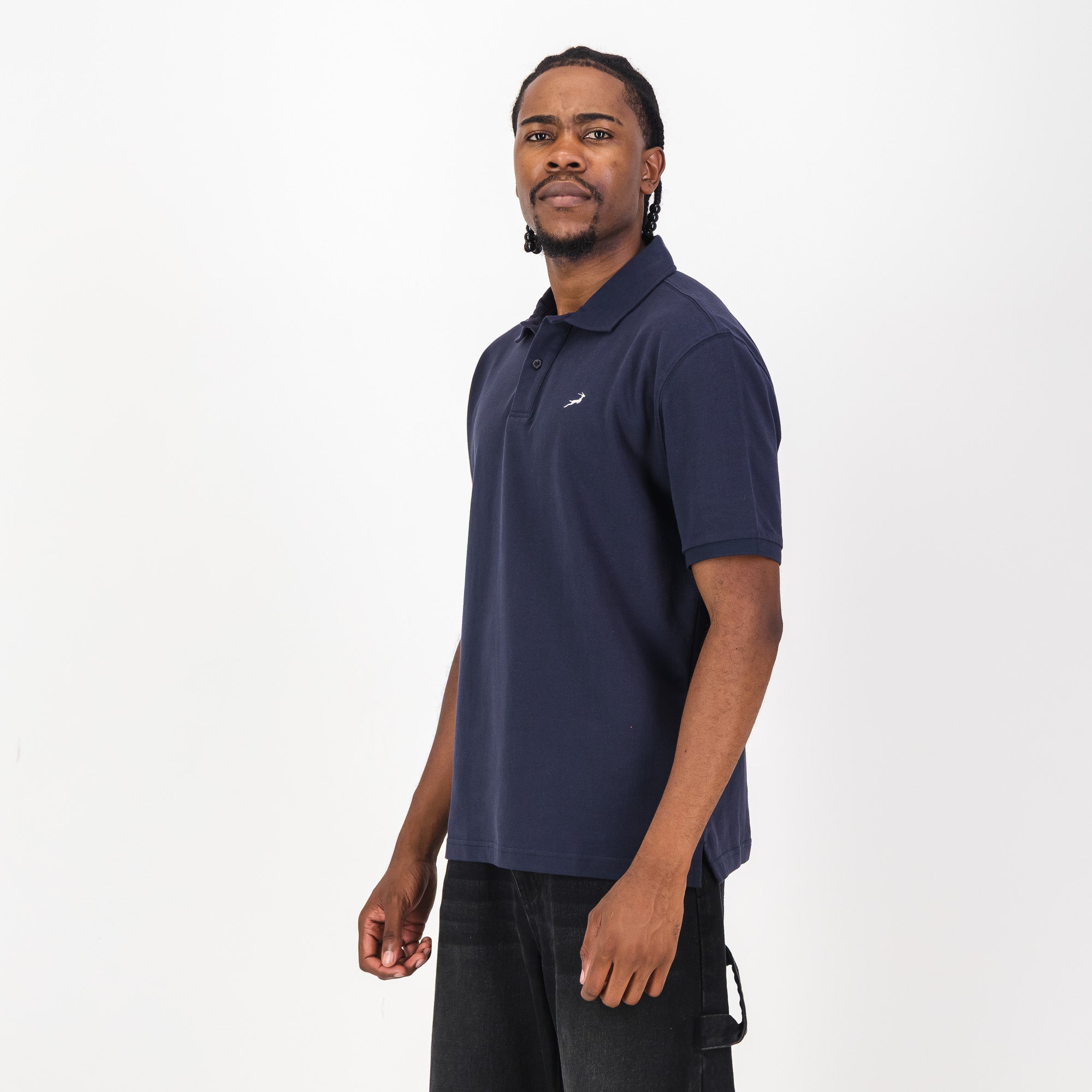Springboks Contrast Embroidery Polo-Navy