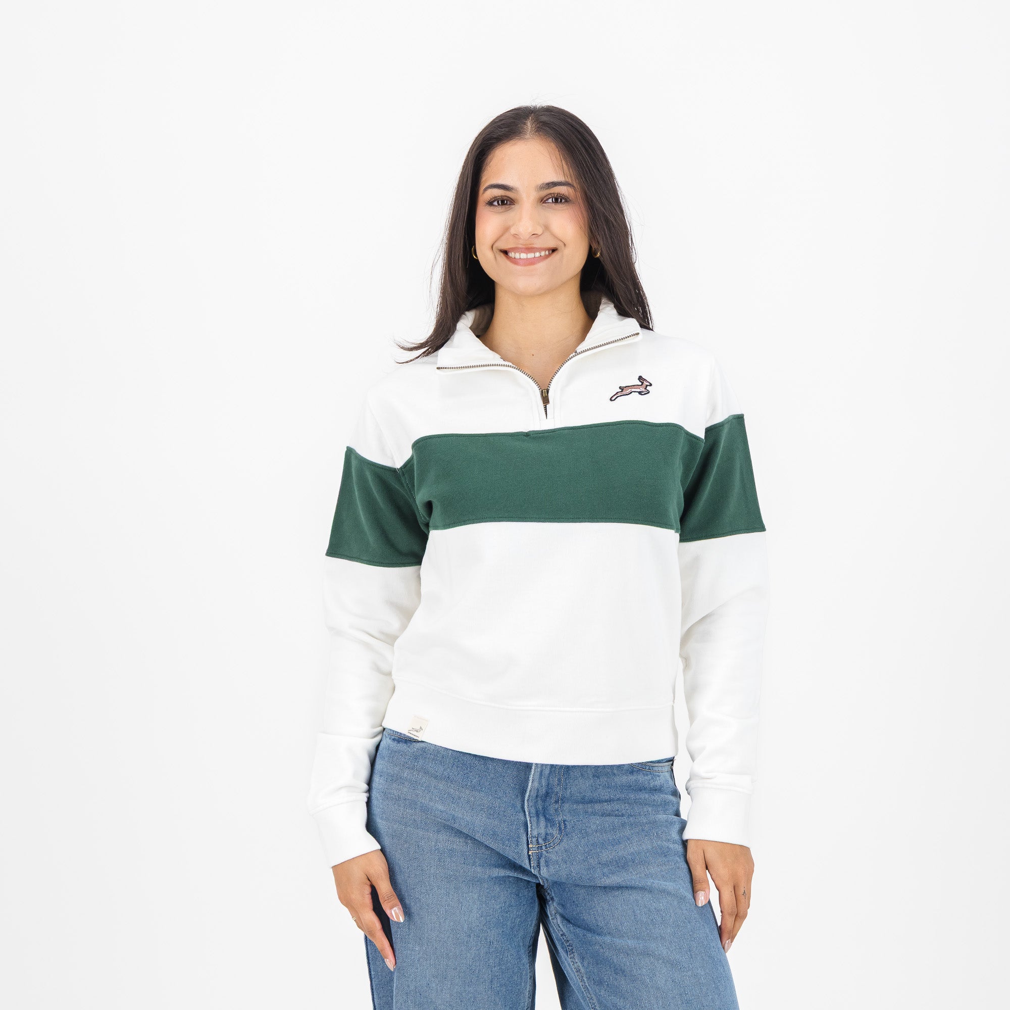 Springboks Ladies Hoop Quarter Zip Sweat - Cloud Dancer