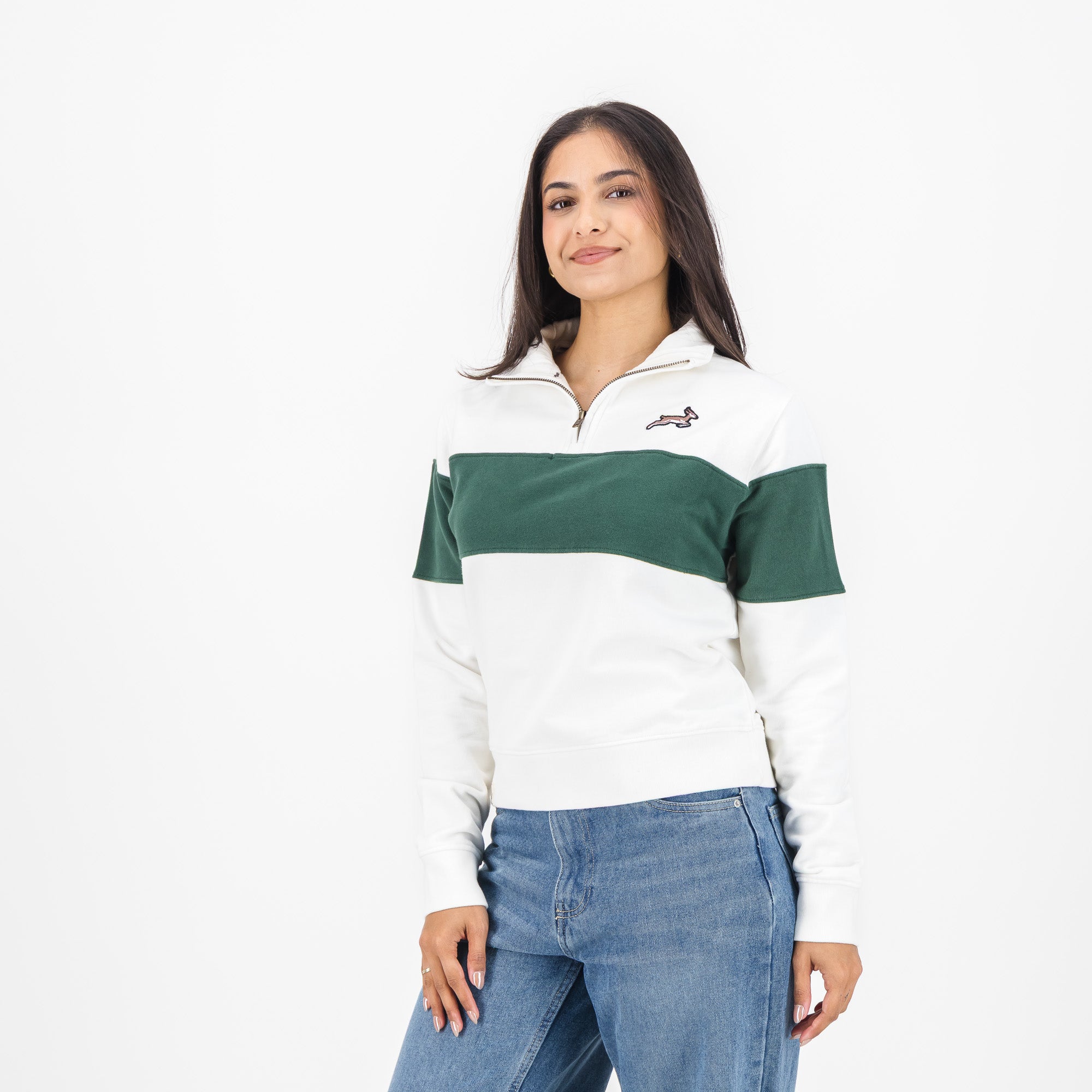 Springboks Ladies Hoop Quarter Zip Sweat - Cloud Dancer