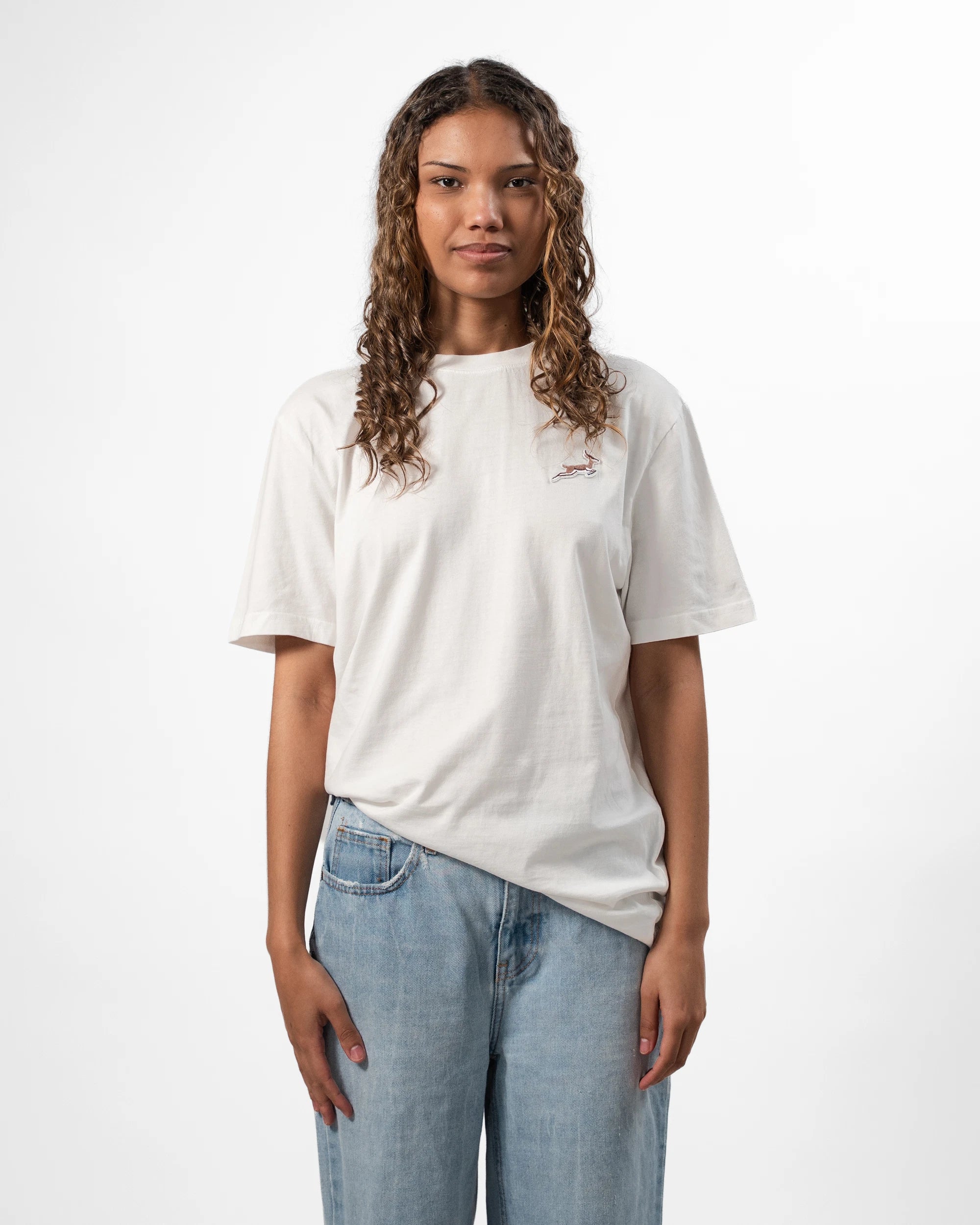 Springboks SML EMB Bok Regular Crew Tee-White