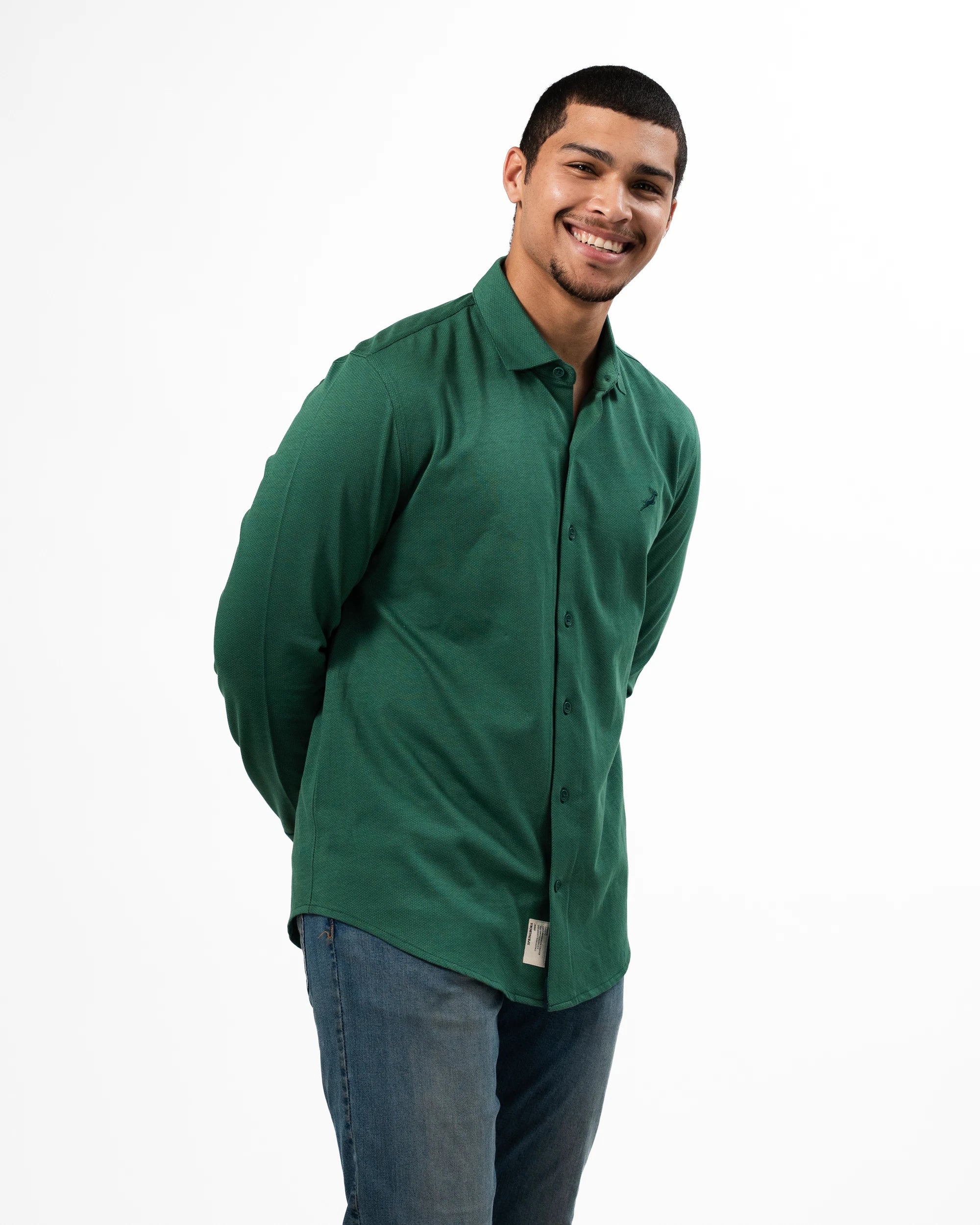 Springboks Tailored LS Shirt Green