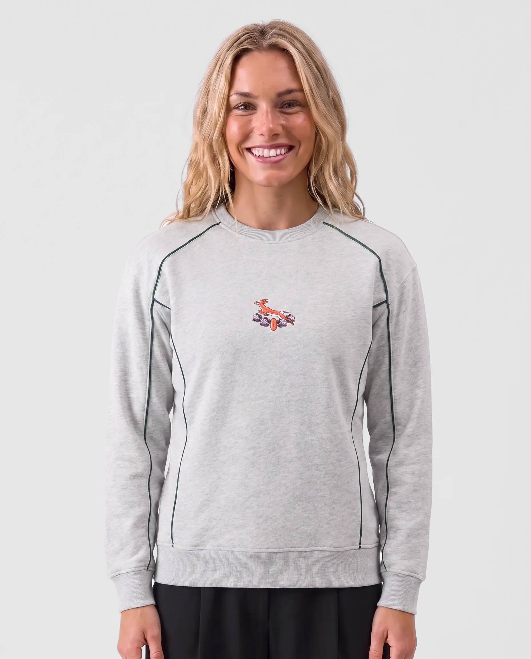Springboks 95 Piped Crew Sweat Grey Melange
