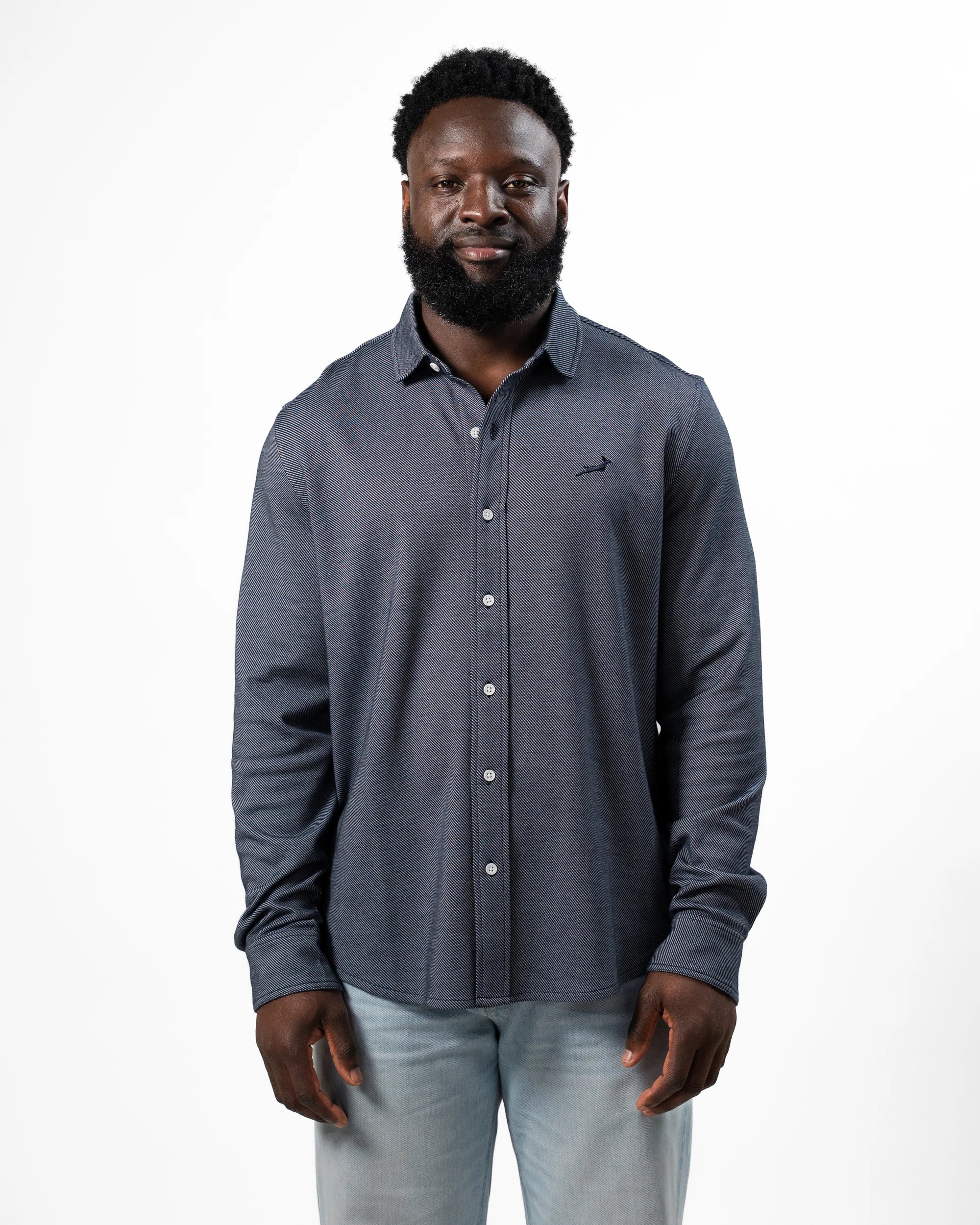 Springboks Jacquard LS Shirt Navy