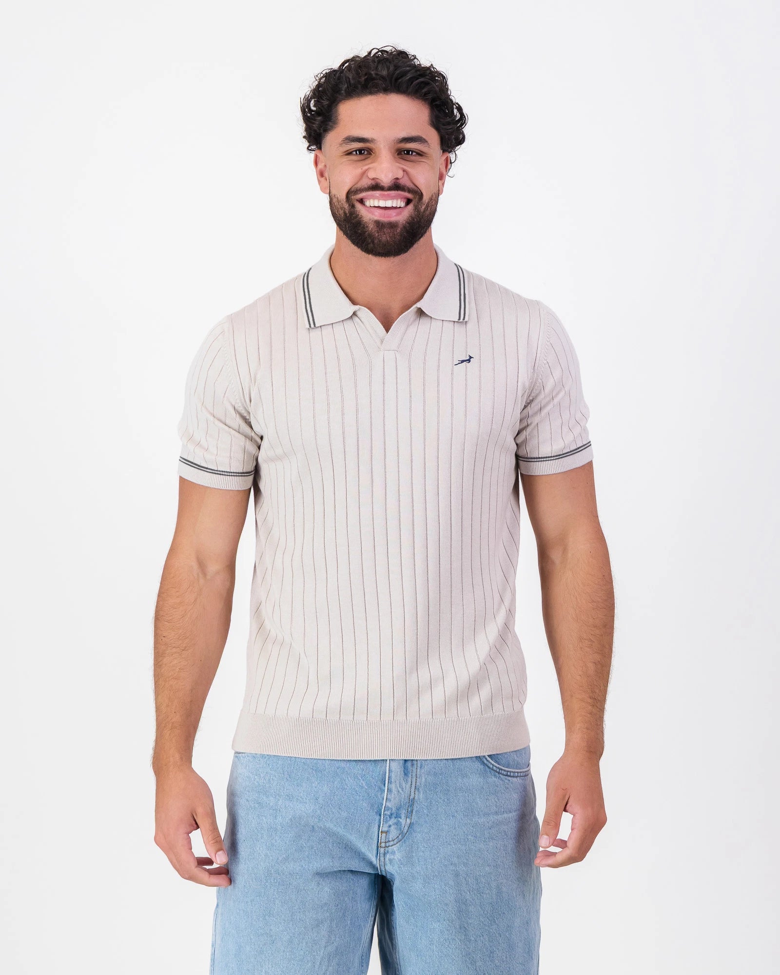 Springboks V Tipped Ribbed Knit SS Polo