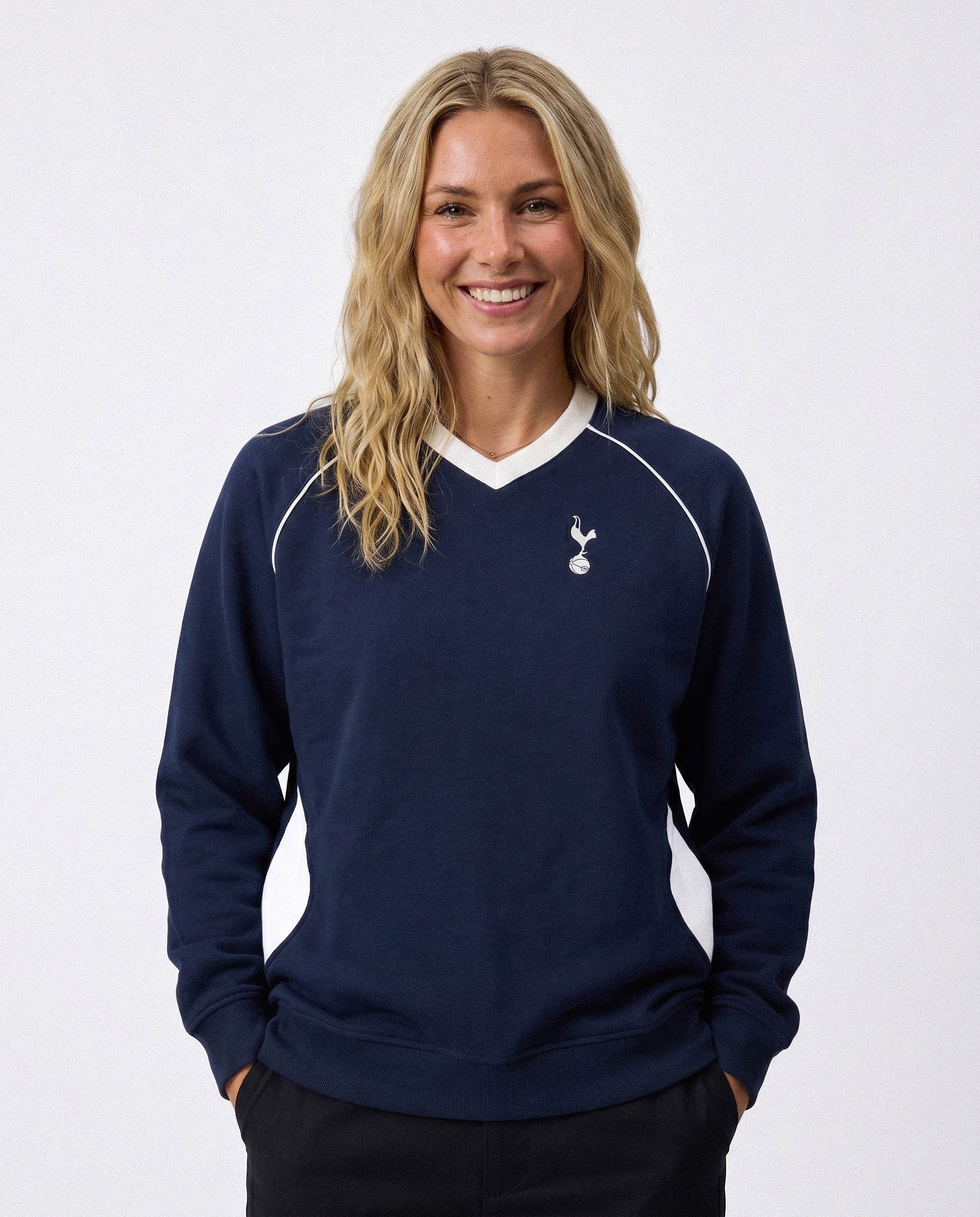 Spurs Colour block V-neck Sweater- Navy