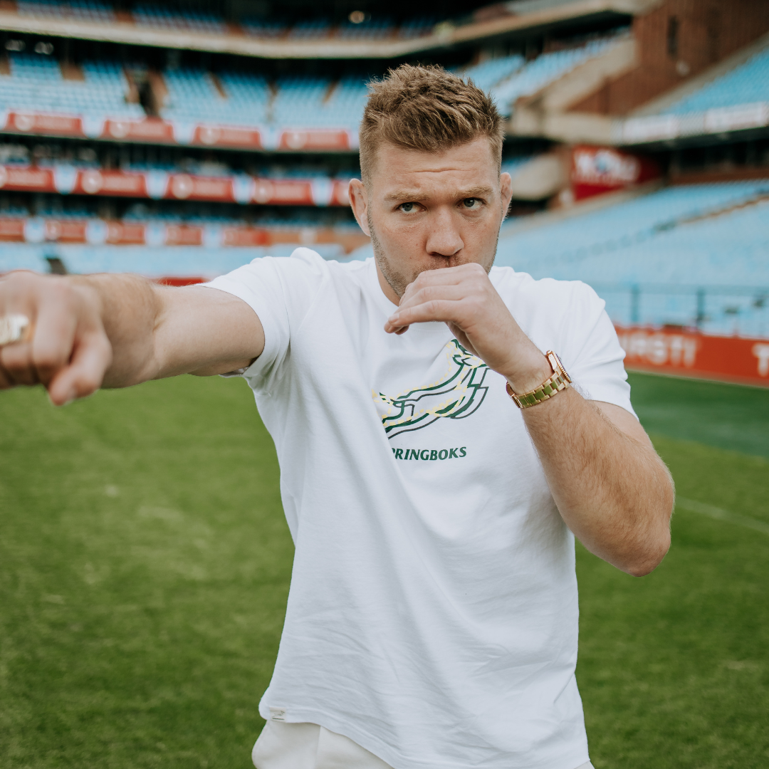 Stacked Springbok Crew Tee-White