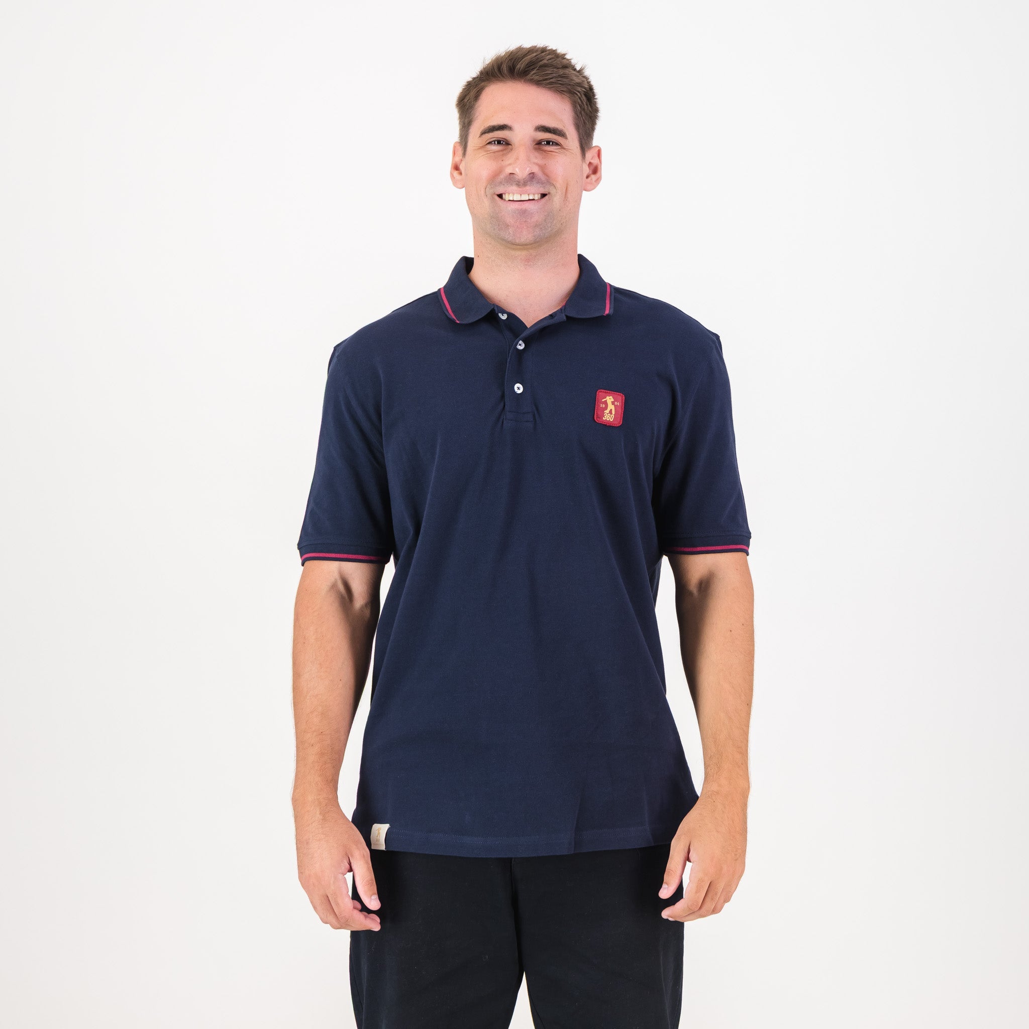AB de Villiers 360 Small Logo Short Sleeve Polo Navy - Old School