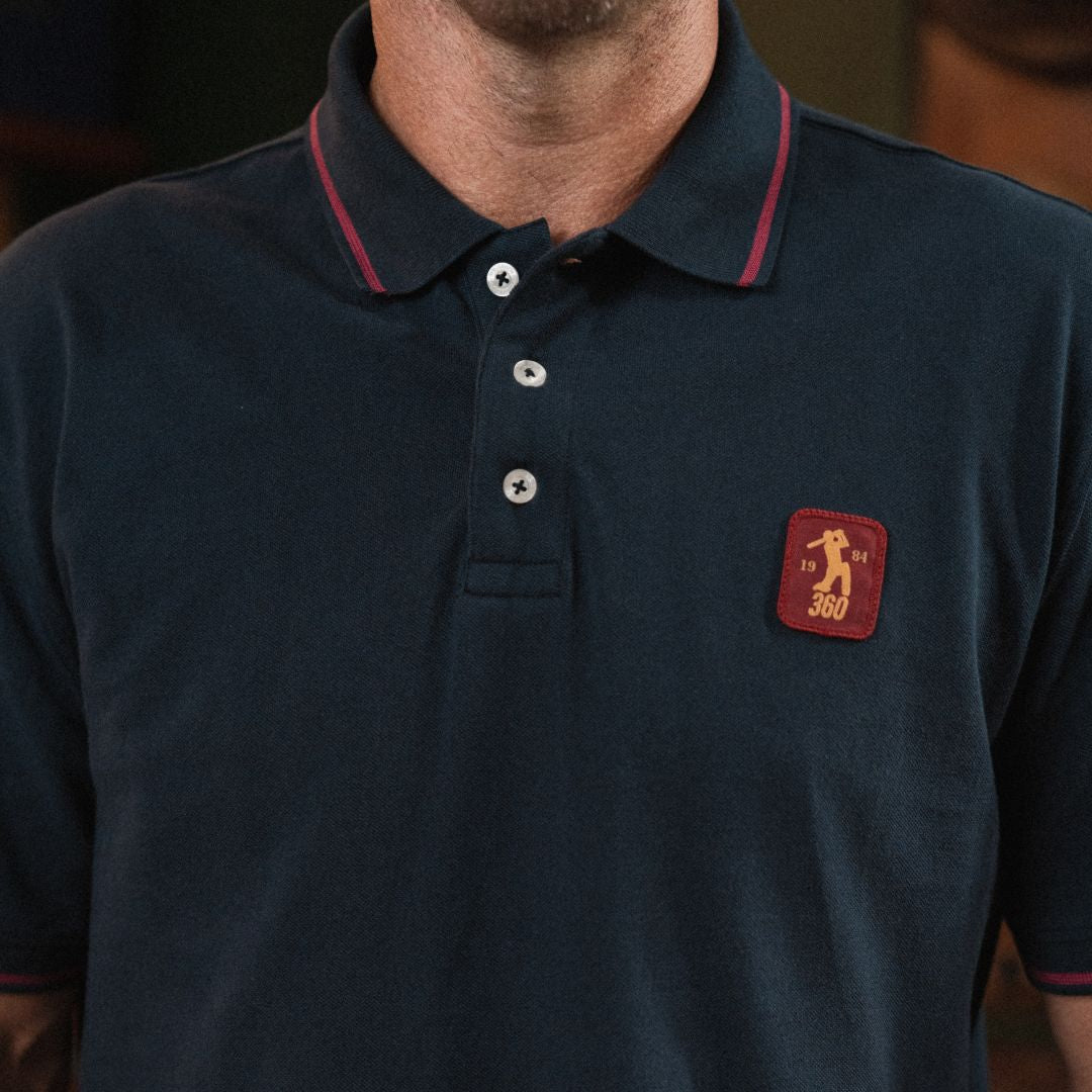AB de Villiers 360 Small Logo Short Sleeve Polo Navy - Old School