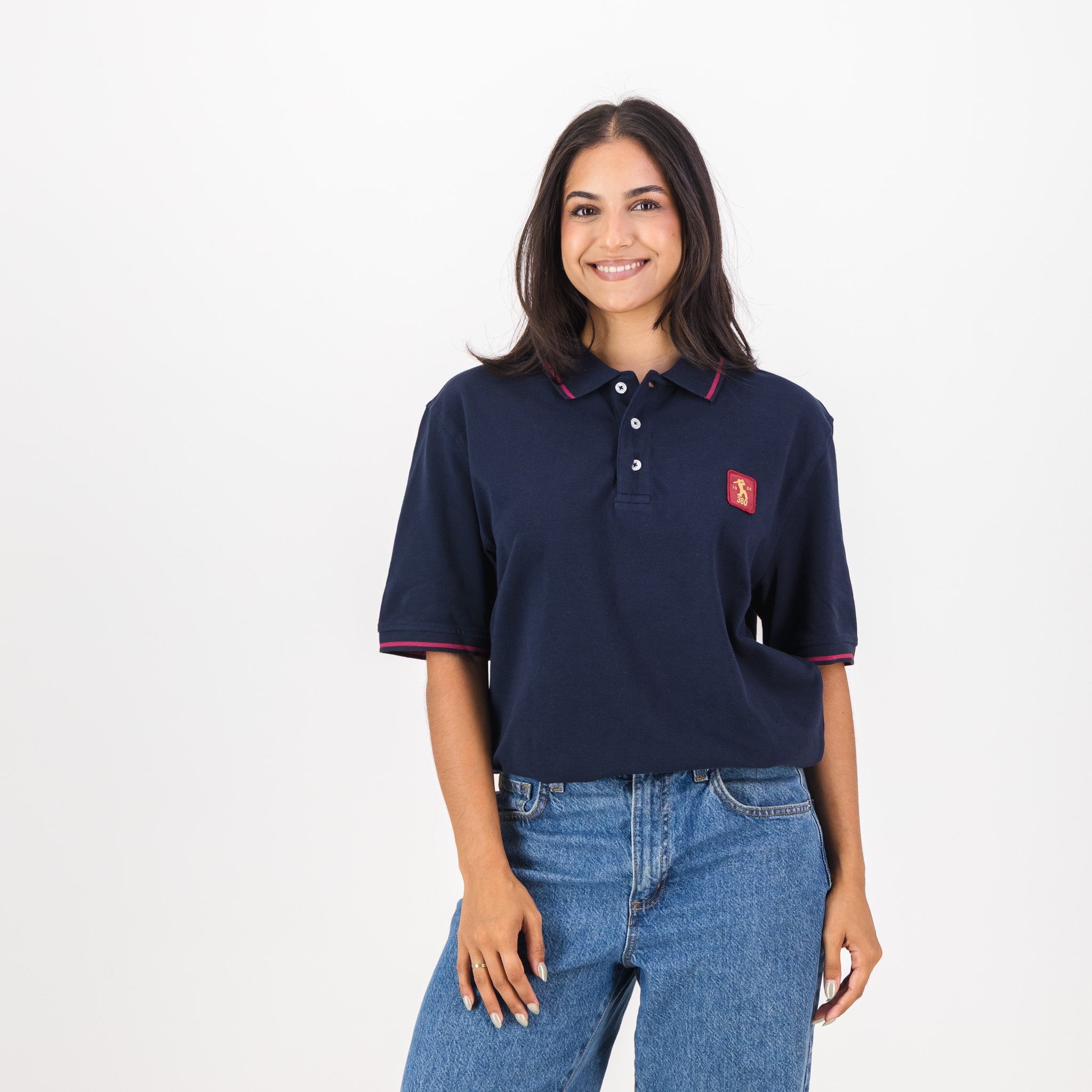 AB de Villiers 360 Small Logo Short Sleeve Polo Navy - Old School