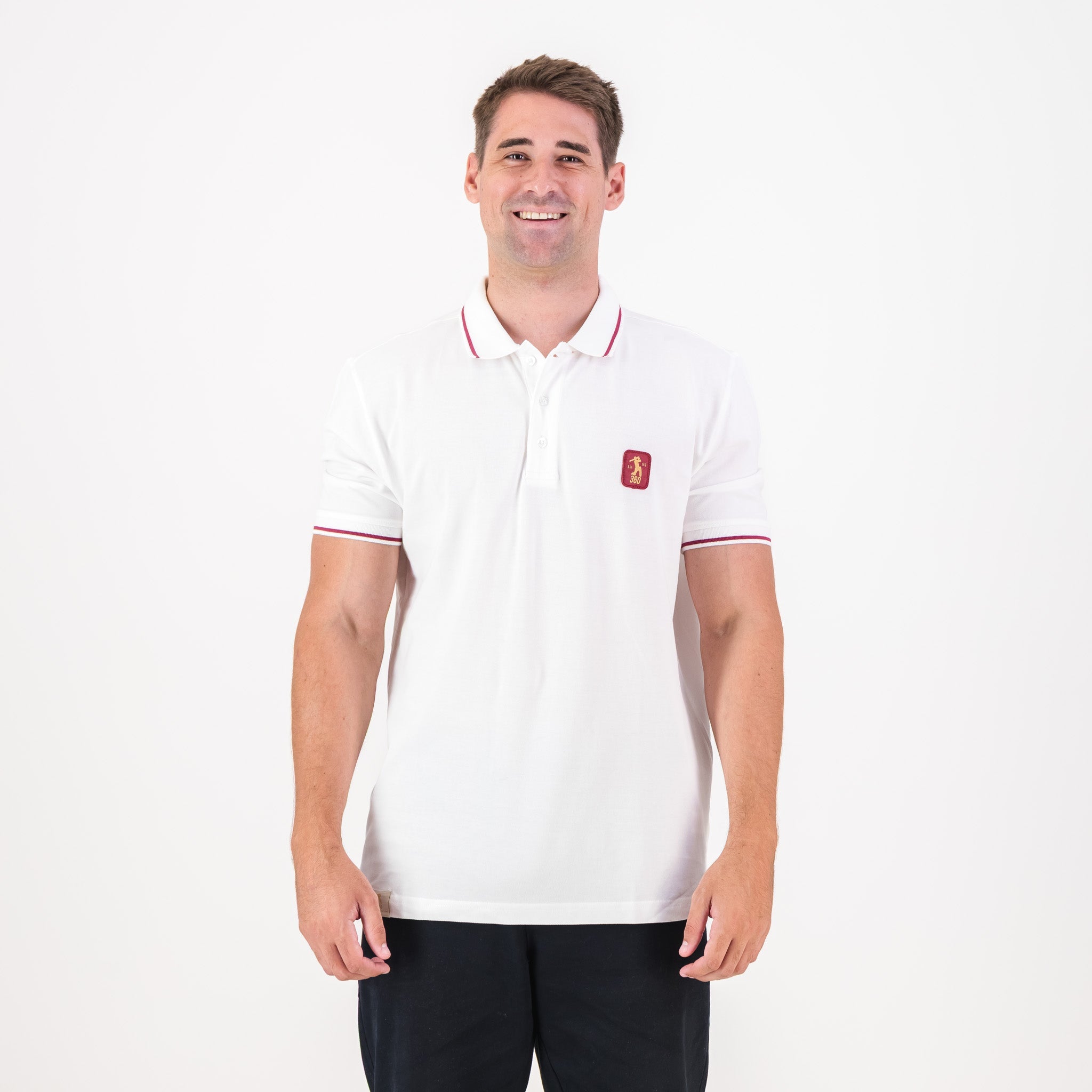 AB de Villiers 360 Small Logo Short Sleeve Polo White - Old School