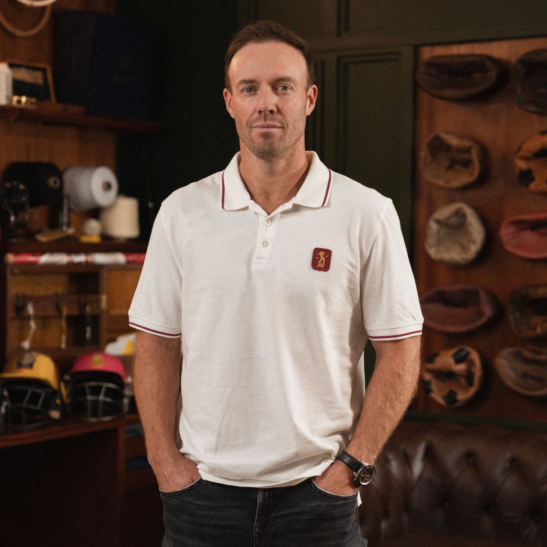 AB de Villiers 360 Small Logo Short Sleeve Polo White - Old School