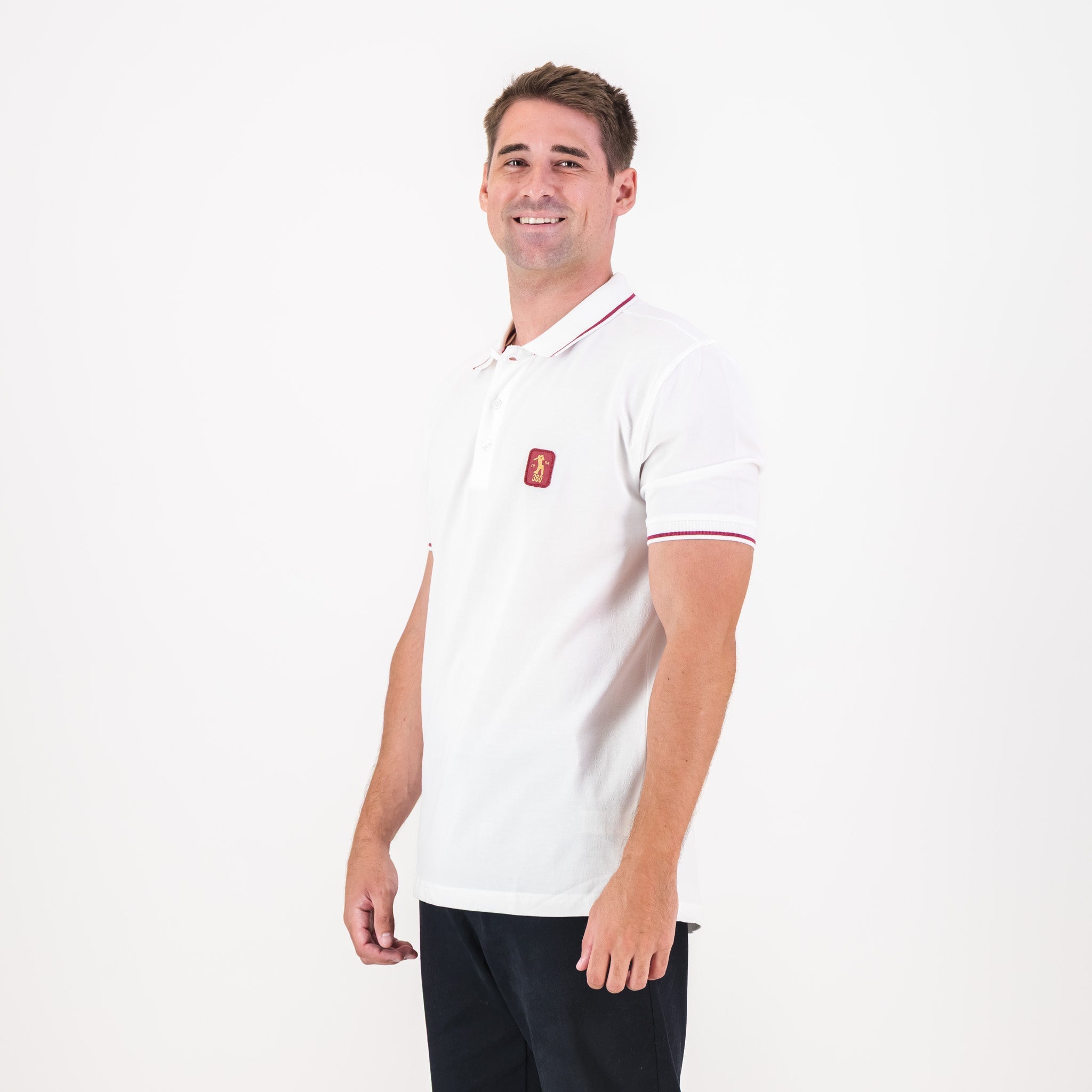 AB de Villiers 360 Small Logo Short Sleeve Polo White - Old School