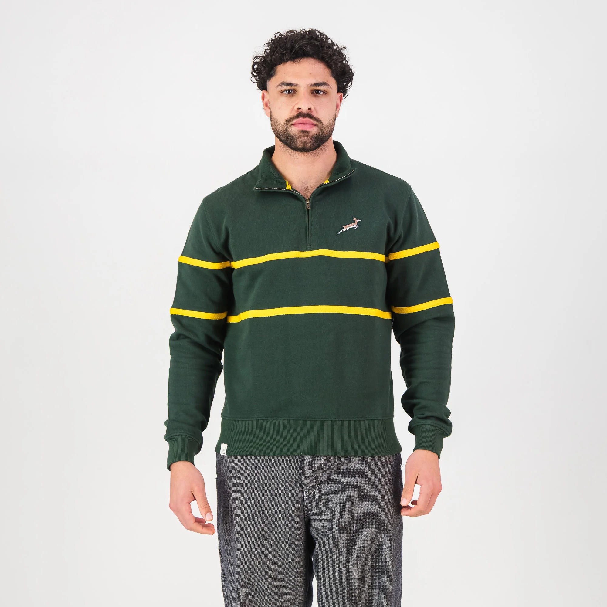 Springboks Twill Hoop Quarter Zip Sweat - OS Green