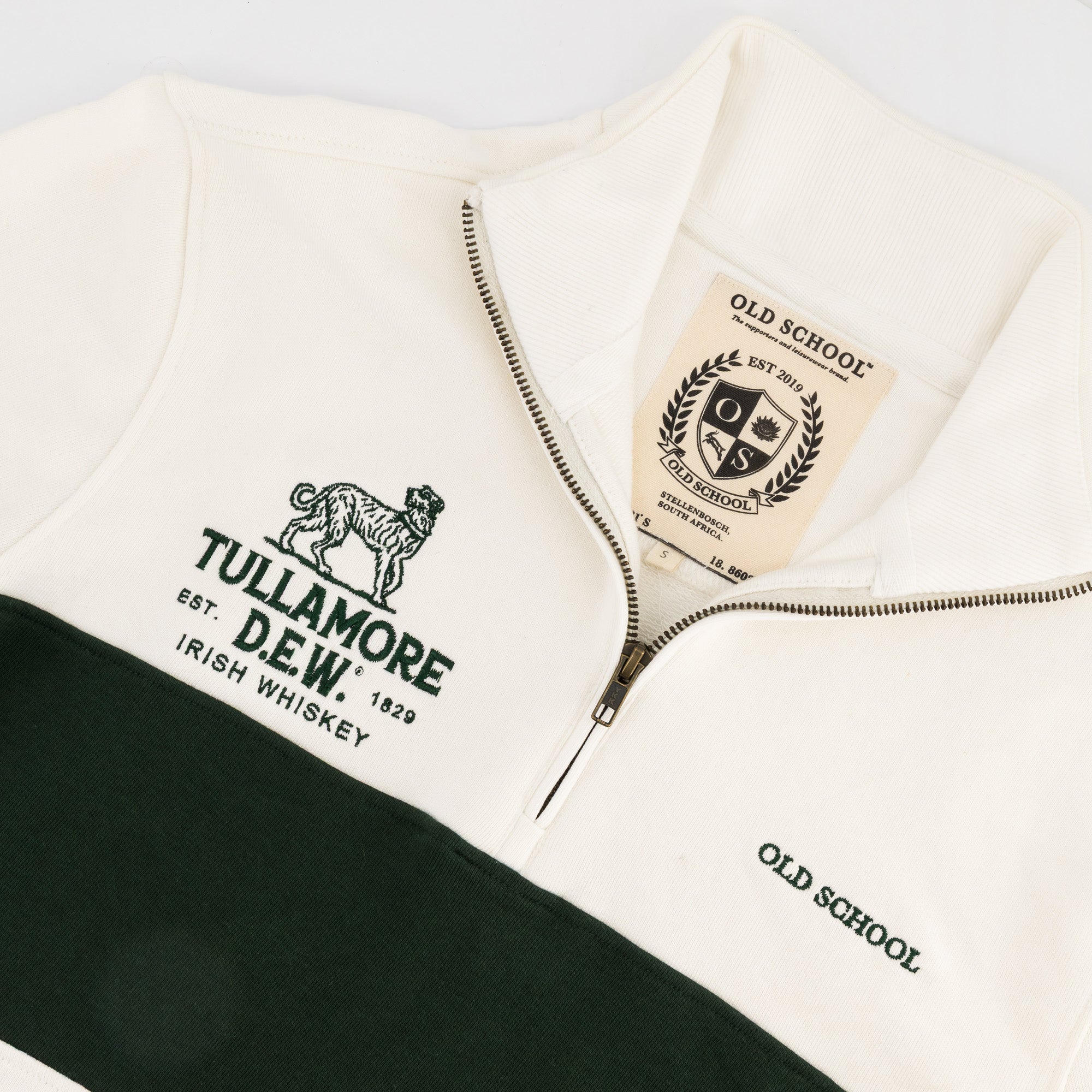 B2B Old School Tullamore Dew Quarter Zip Sweat Panel Green White - Old School