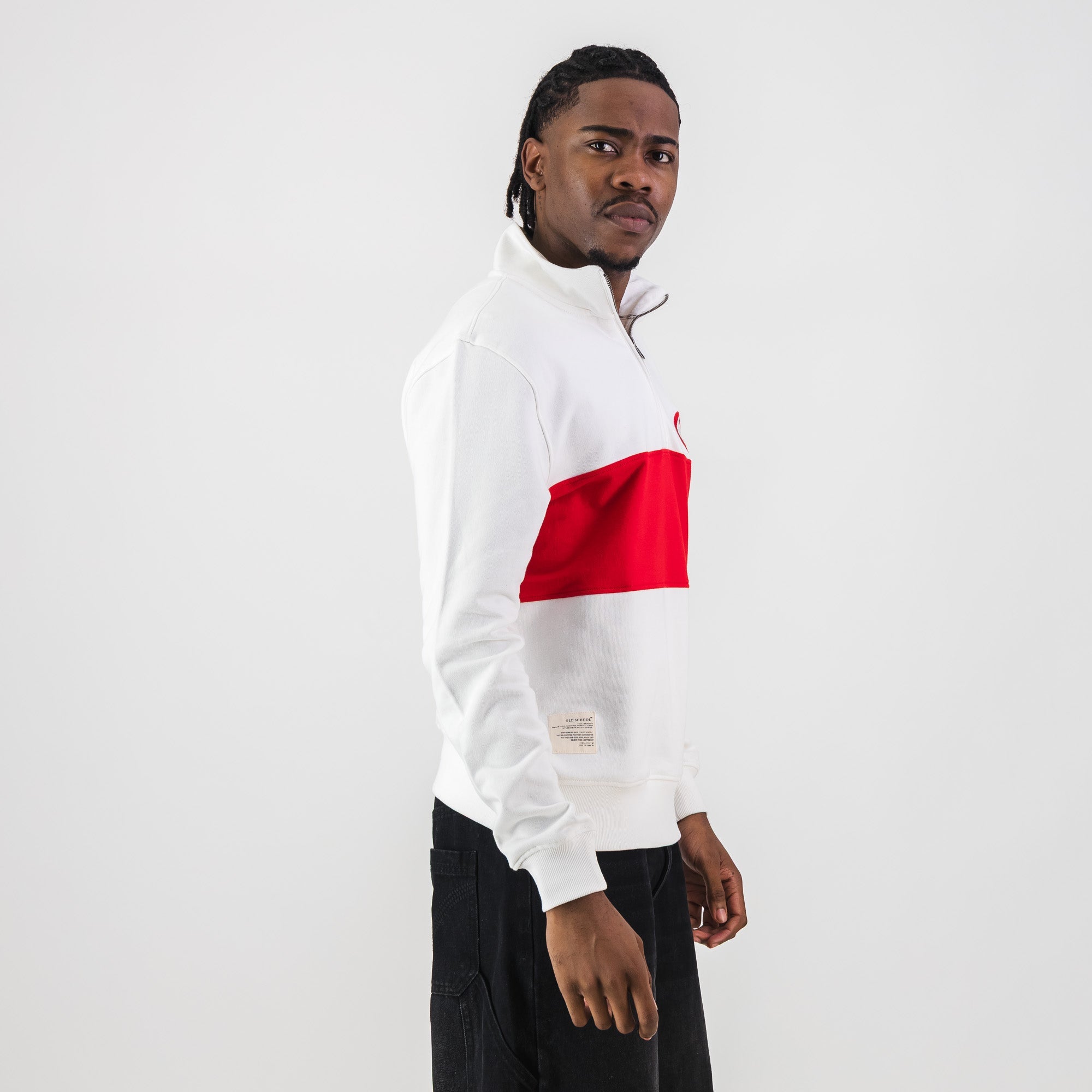 B2B Vodacom Quarter Zip Sweat White - Old School