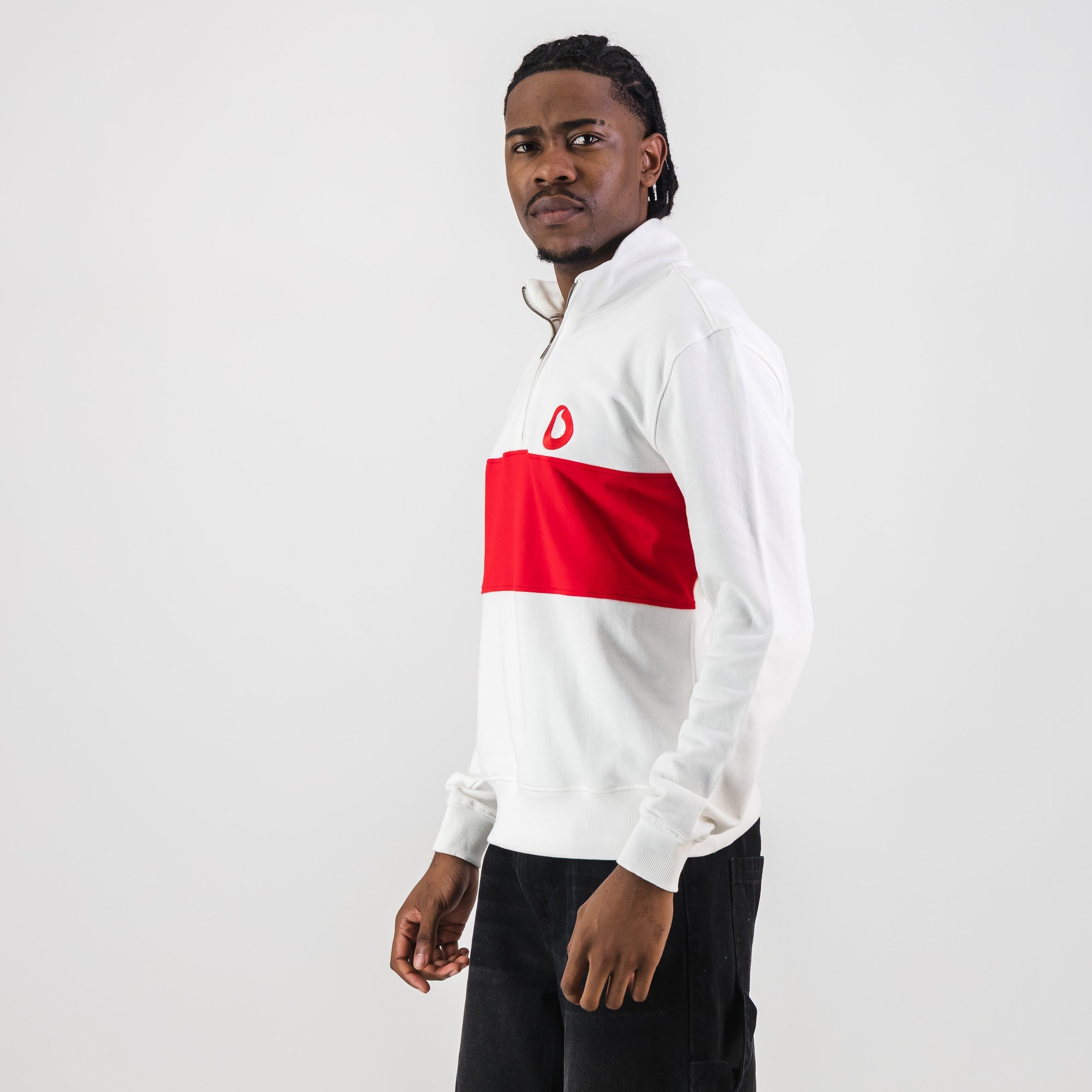B2B Vodacom Quarter Zip Sweat White - Old School