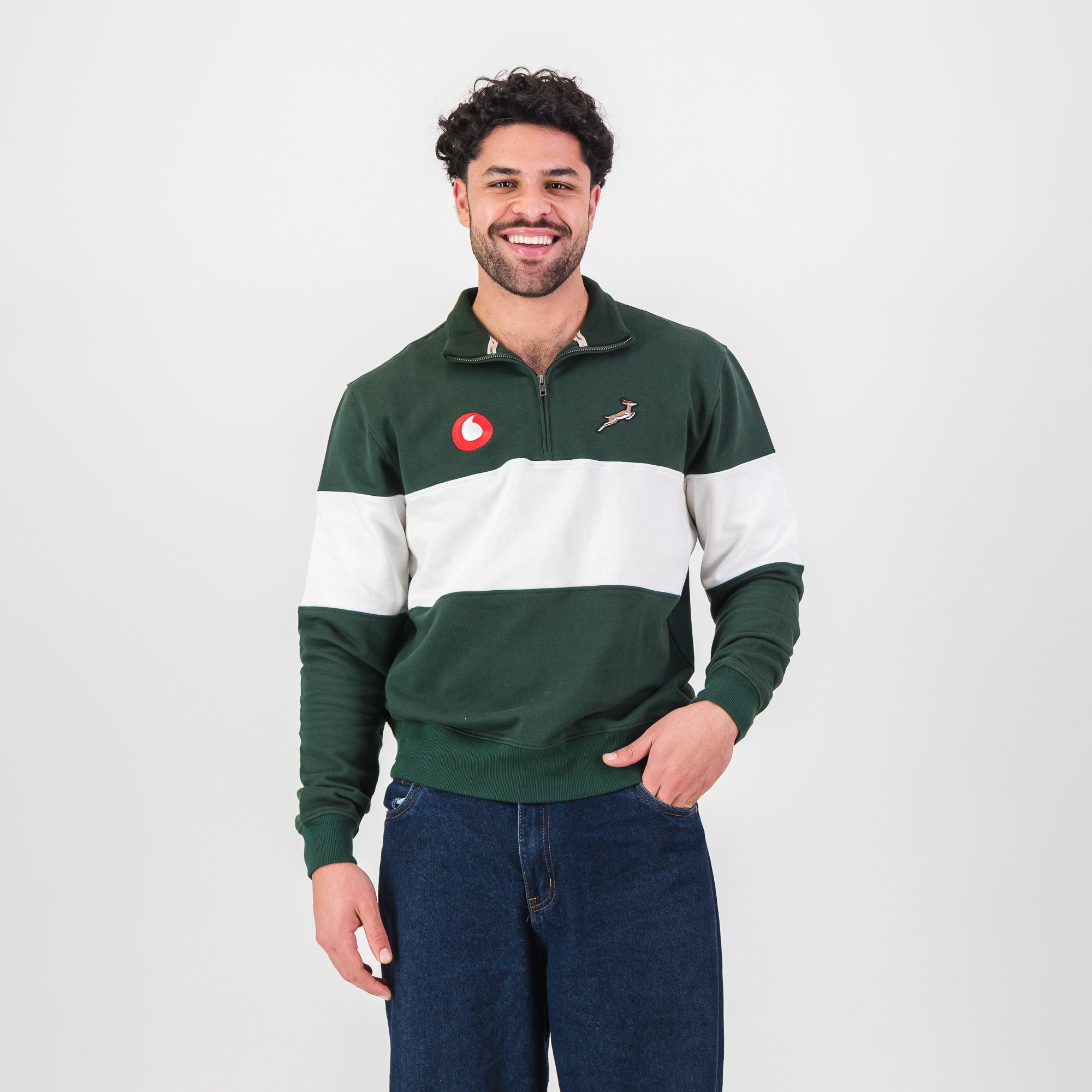 B2B Vodacom SB Classic Hoop Quarter Zip - OS Green - Old School