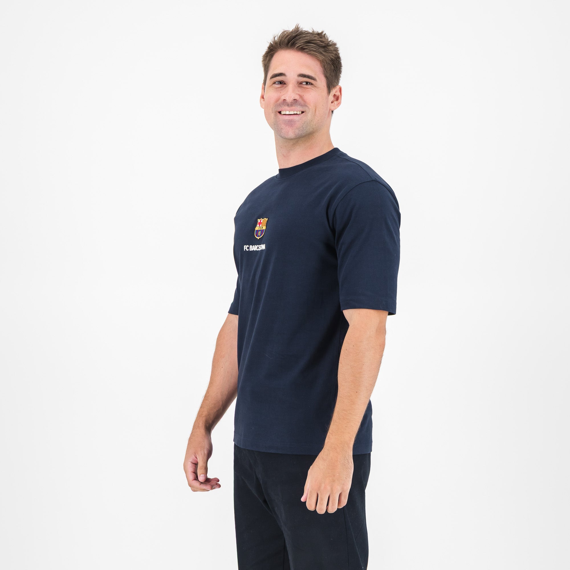 Barcelona FC Shield Boxy Tee - Navy - Old School