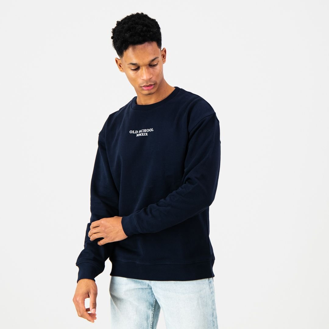 Classic Old School Crew Neck Sweat - Navy - Old School