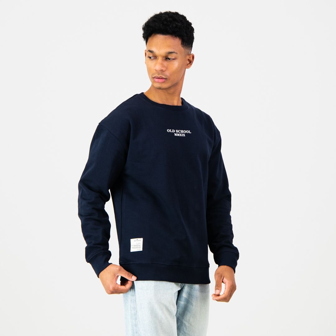 Classic Old School Crew Neck Sweat - Navy - Old School