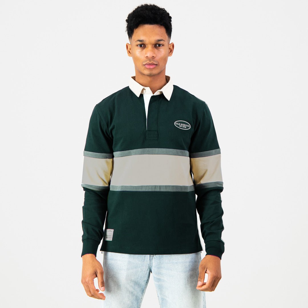 Colour Block Long Sleeve Gentlemen's Jersey - OS Green - Old School