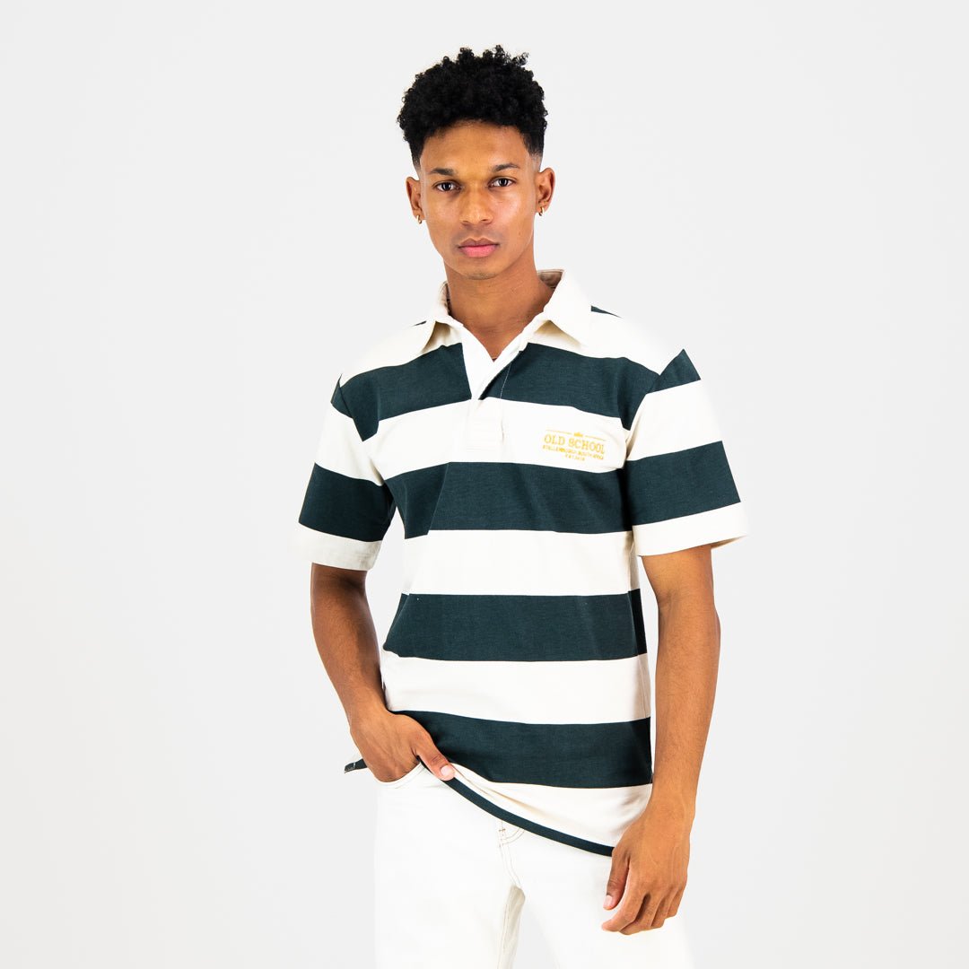 Gentlemen Rugby Short Sleeve Jersey - OS Green & Off White - Old School