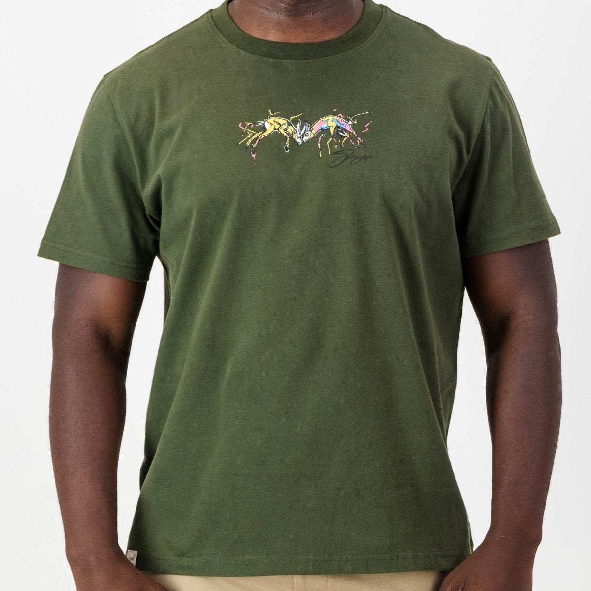 Graffiti Springboks Crew Tee - Military Olive - Old School