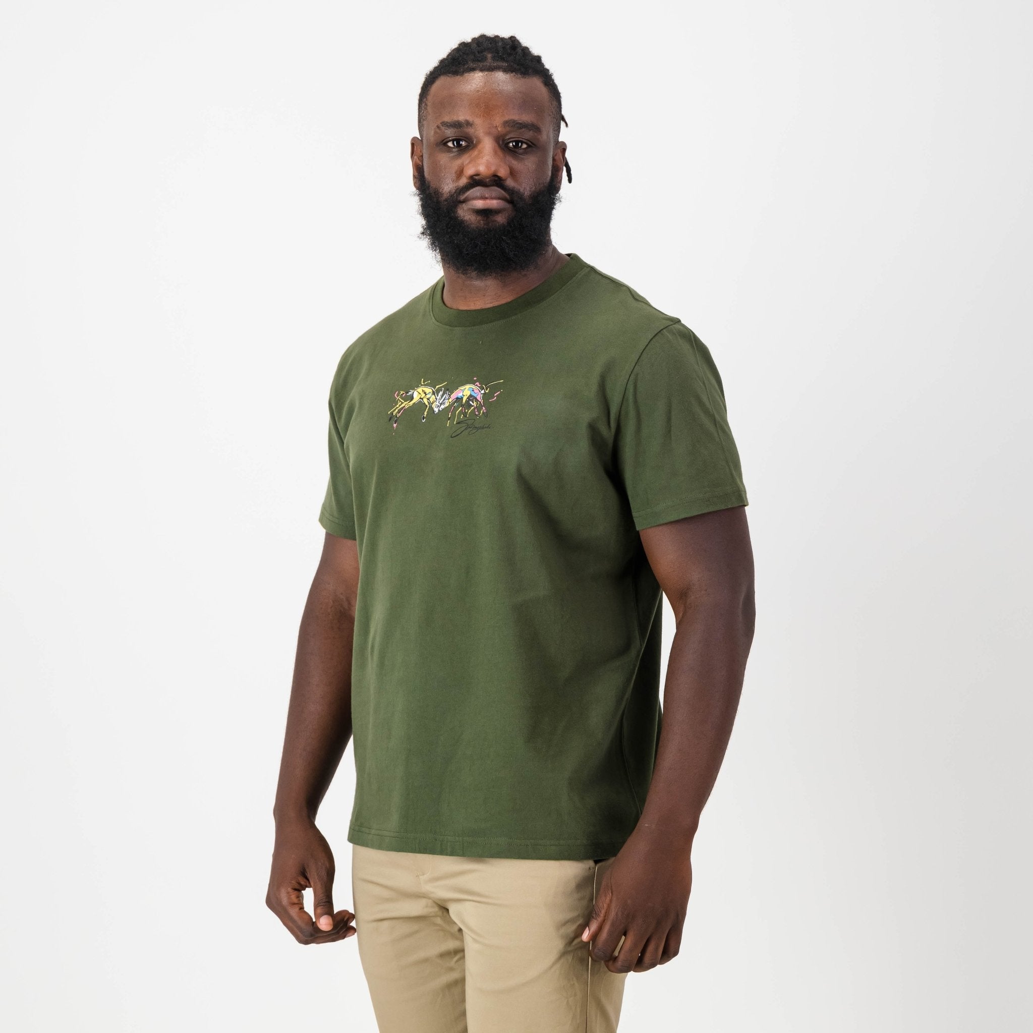 Graffiti Springboks Crew Tee - Military Olive - Old School