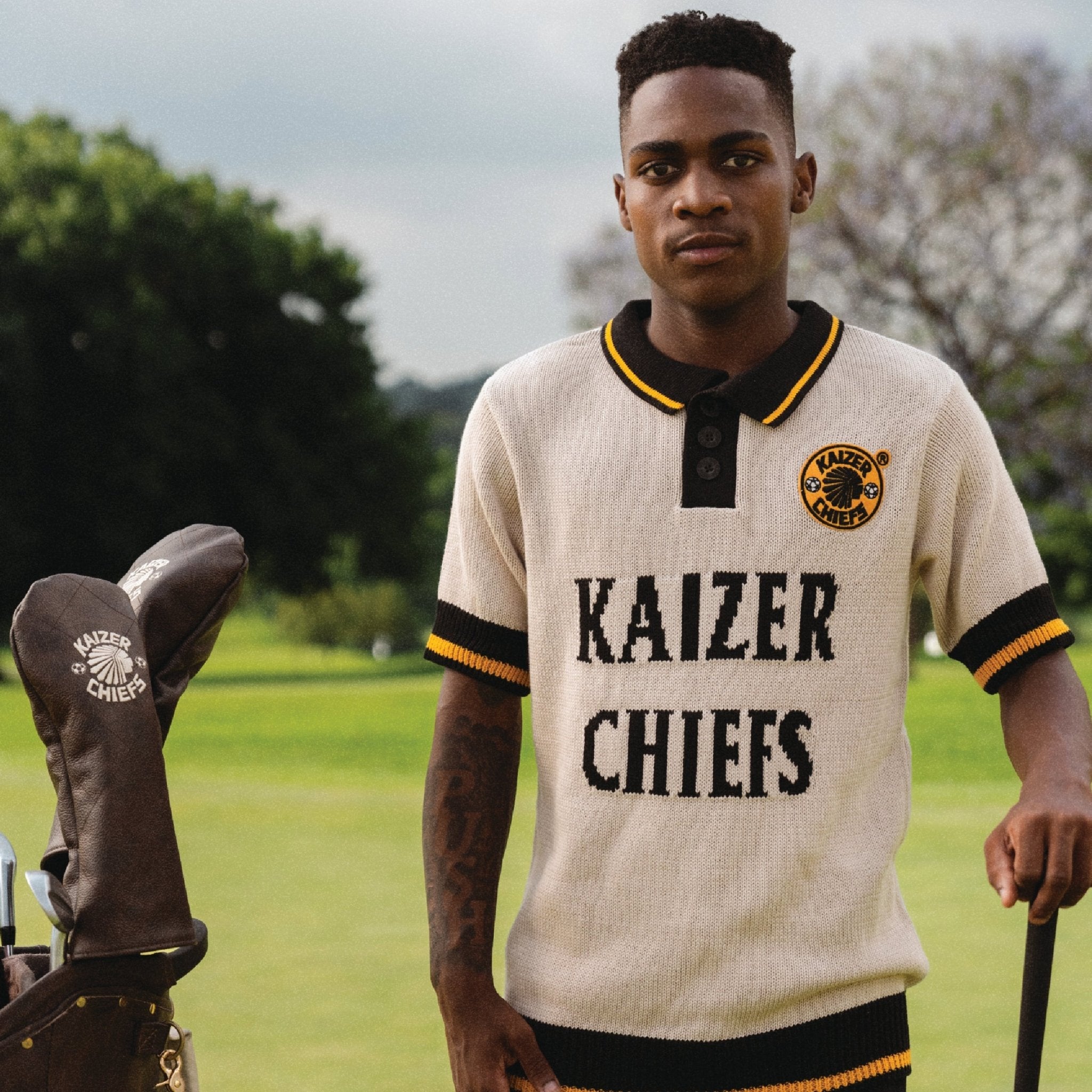 Kaizer Chiefs Heritage 3 Button Polo Knit SS Ivory - Old School
