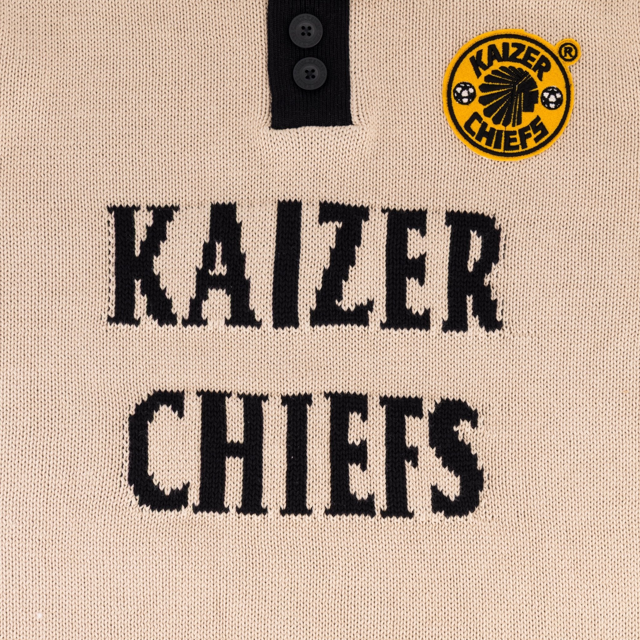 Kaizer Chiefs Heritage 3 Button Polo Knit SS Ivory - Old School