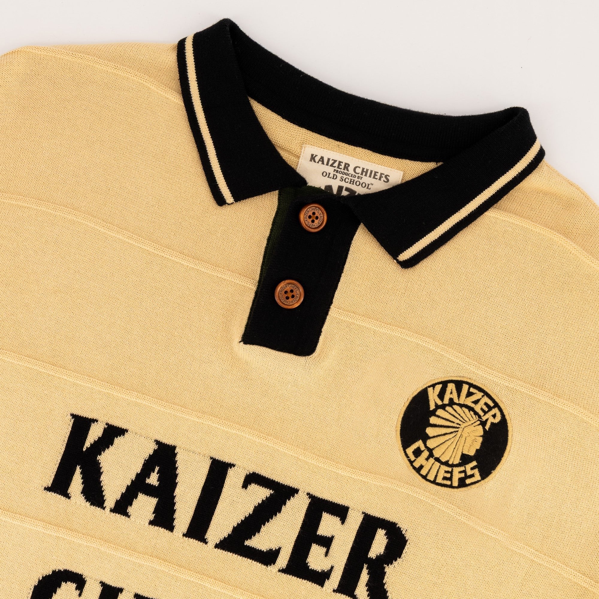 Kaizer Chiefs Long Sleeve Knitted Jersey - Butter - Old School
