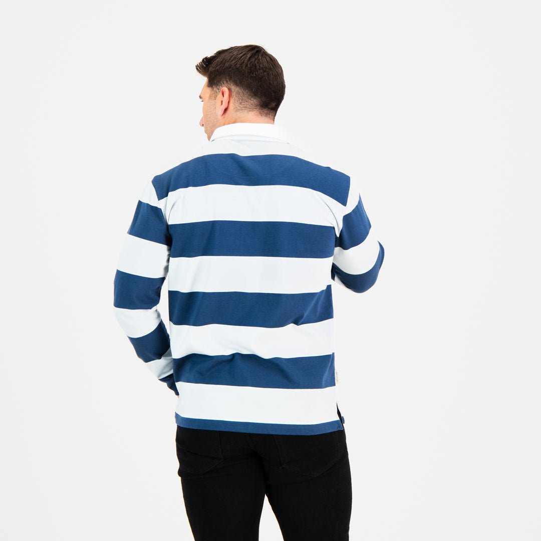 Long Sleeve Rugby Jersey - Navy and Grey Stripe - Old School
