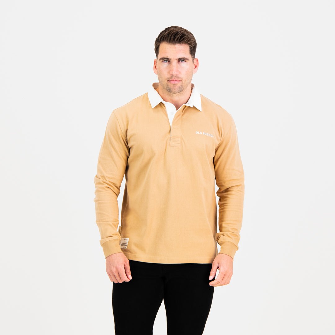 Long Sleeve Rugby Jersey - Tan - Old School