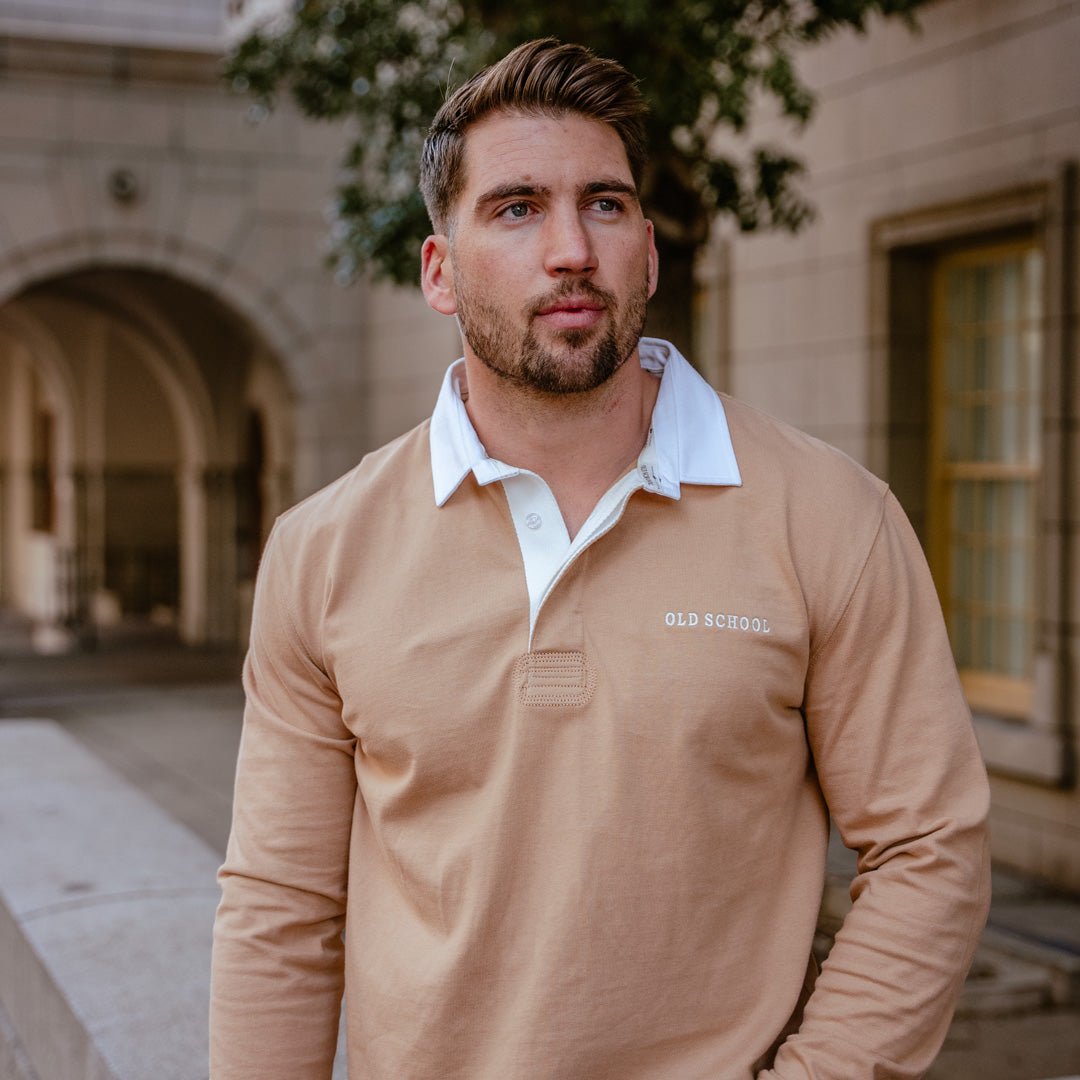 Long Sleeve Rugby Jersey - Tan - Old School