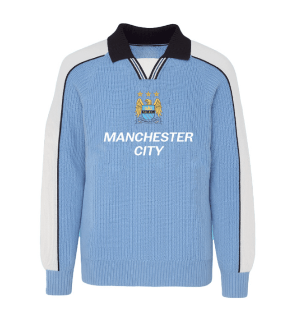 Manchester City Retro LS Knit Jersey - Sky Blue - Old School