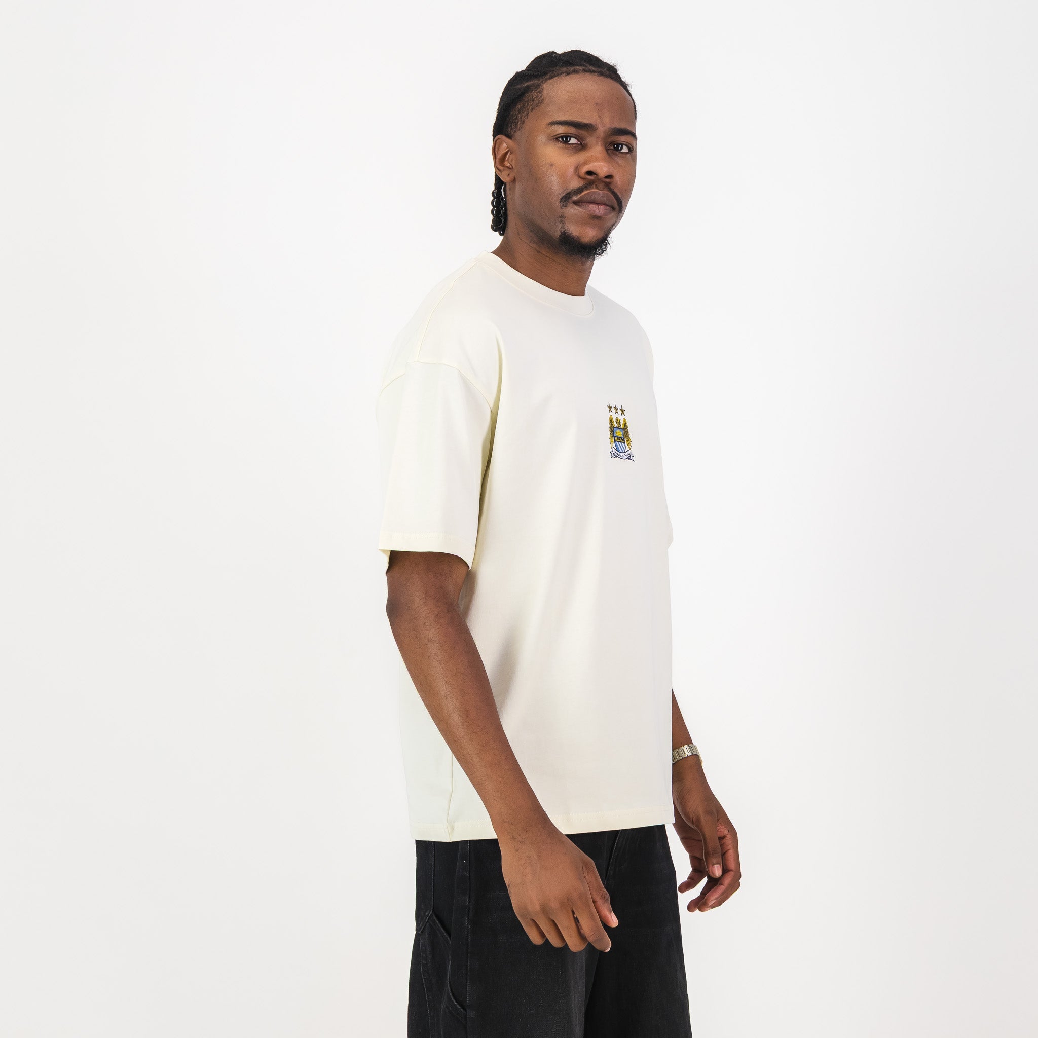 Manchester City Vintage Crest Boxy Tee - Cloud Dancer - Old School