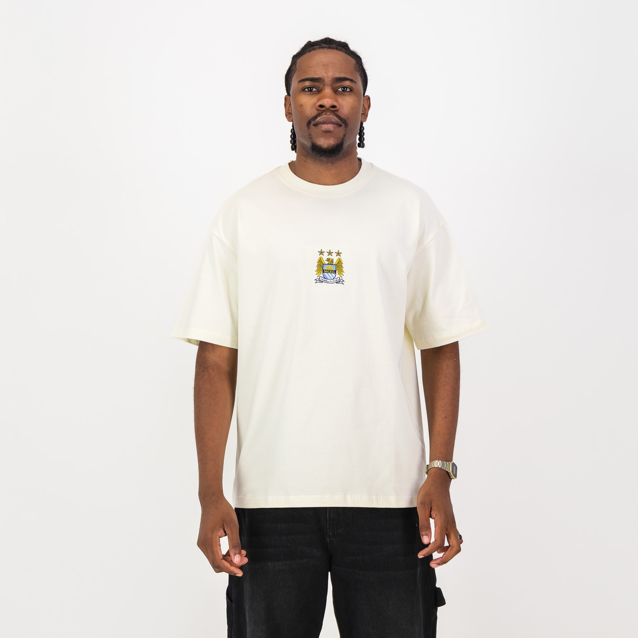 Manchester City Vintage Crest Boxy Tee - Cloud Dancer - Old School