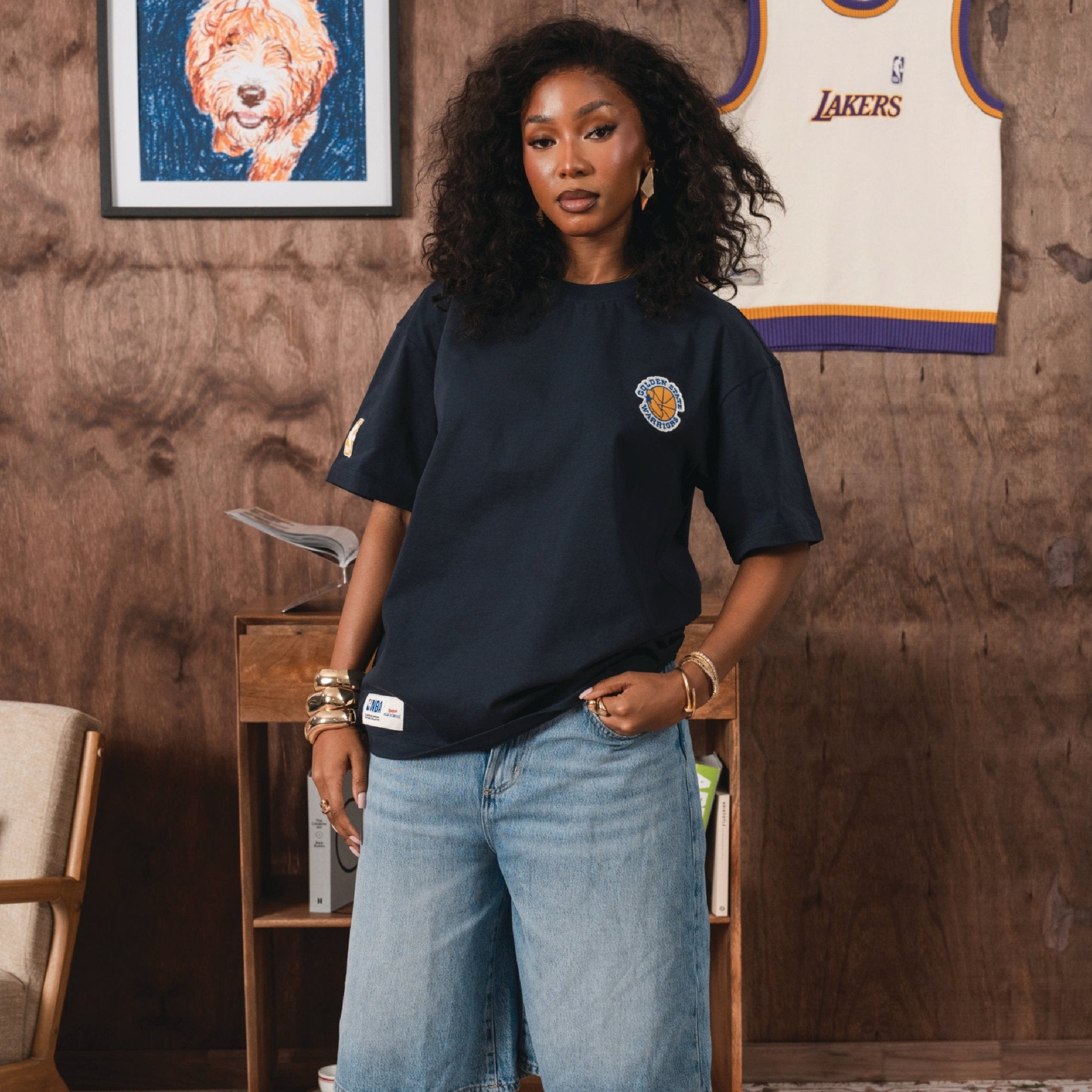 NBA Golden State Warriors Boxy Tee - Navy - Old School