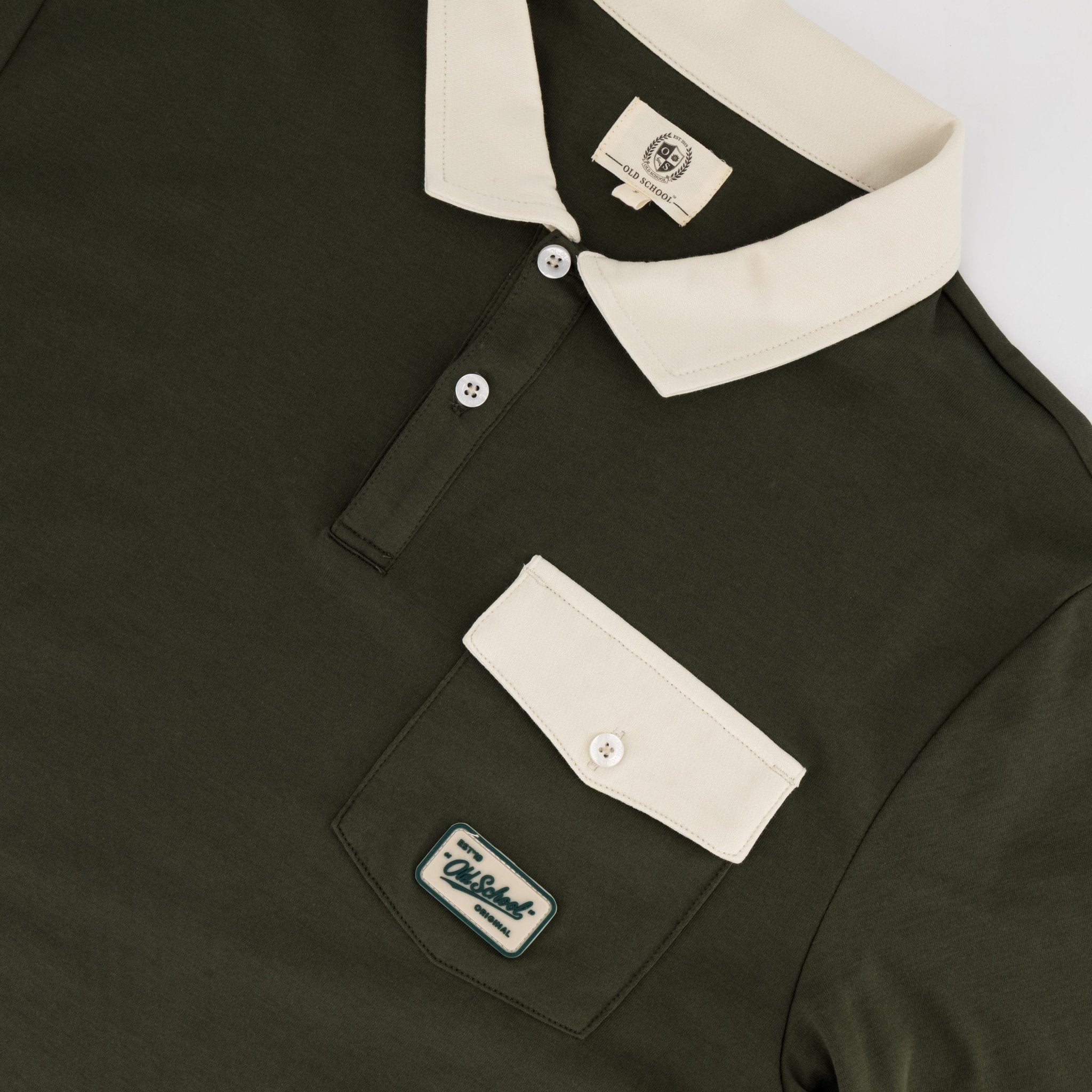 Old School Leisure Pocket SS Polo Green - Old School