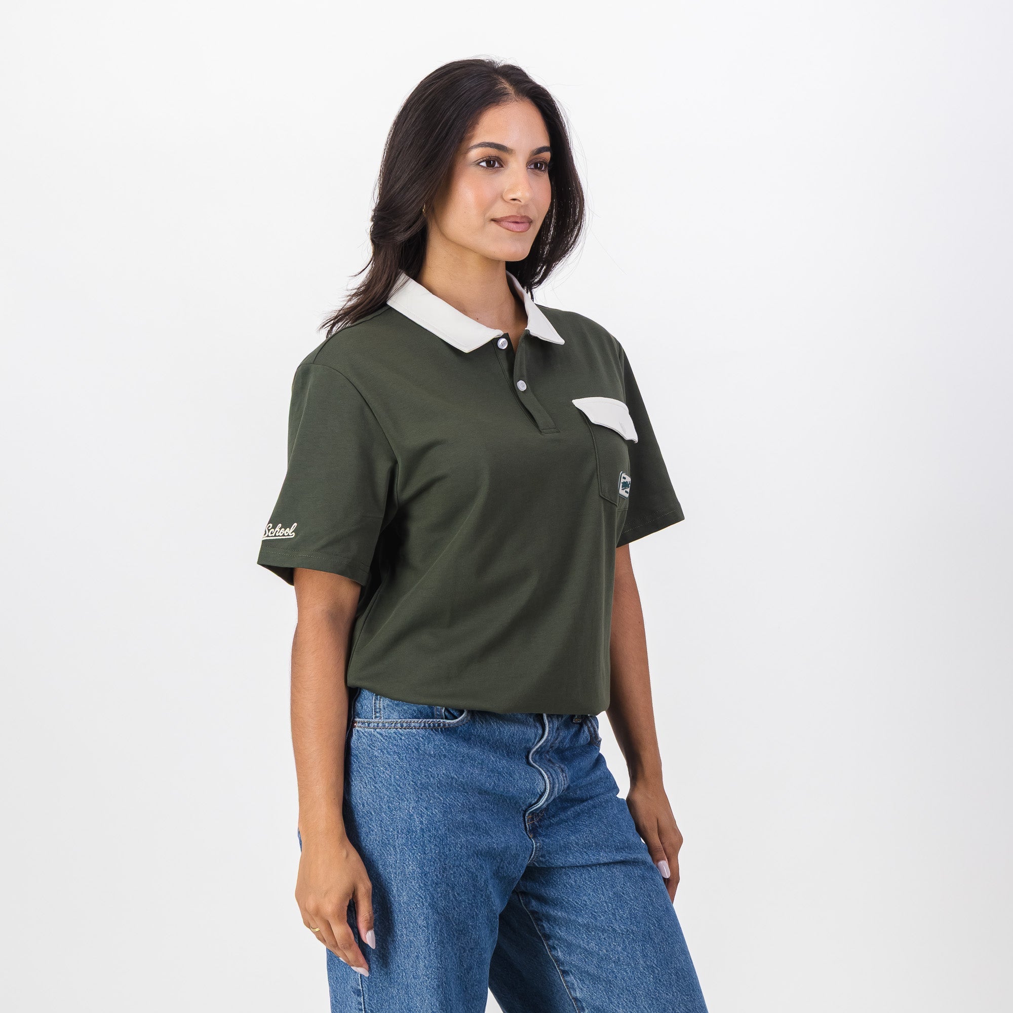 Old School Leisure Pocket SS Polo Green - Old School