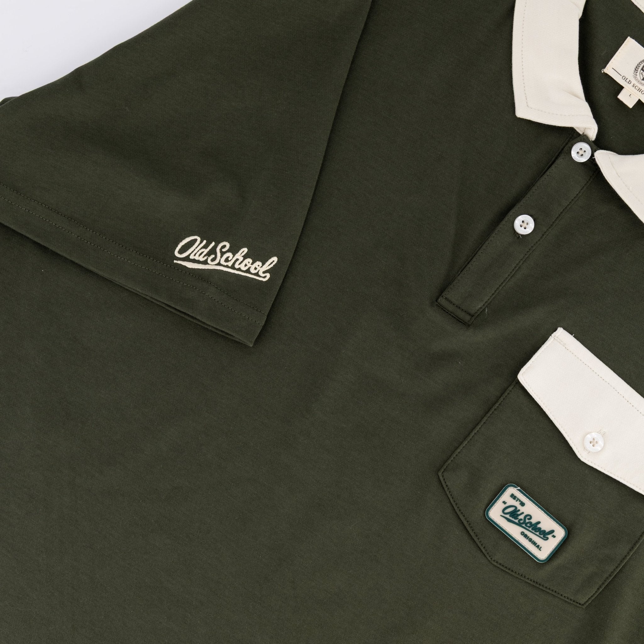 Old School Leisure Pocket SS Polo Green - Old School